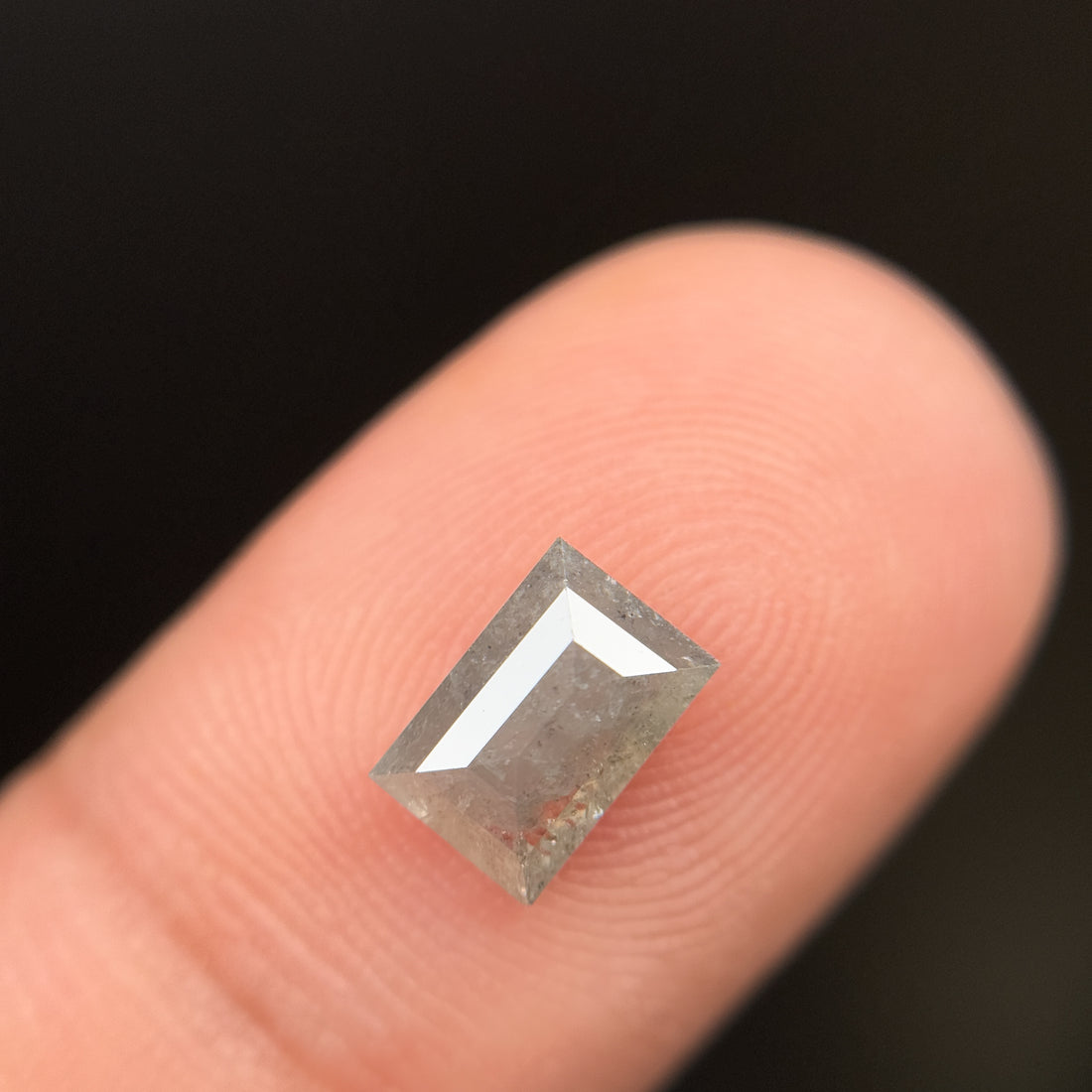 1.15 Ct Baguette Rose Cut Grey Natural Salt and Pepper Diamond
