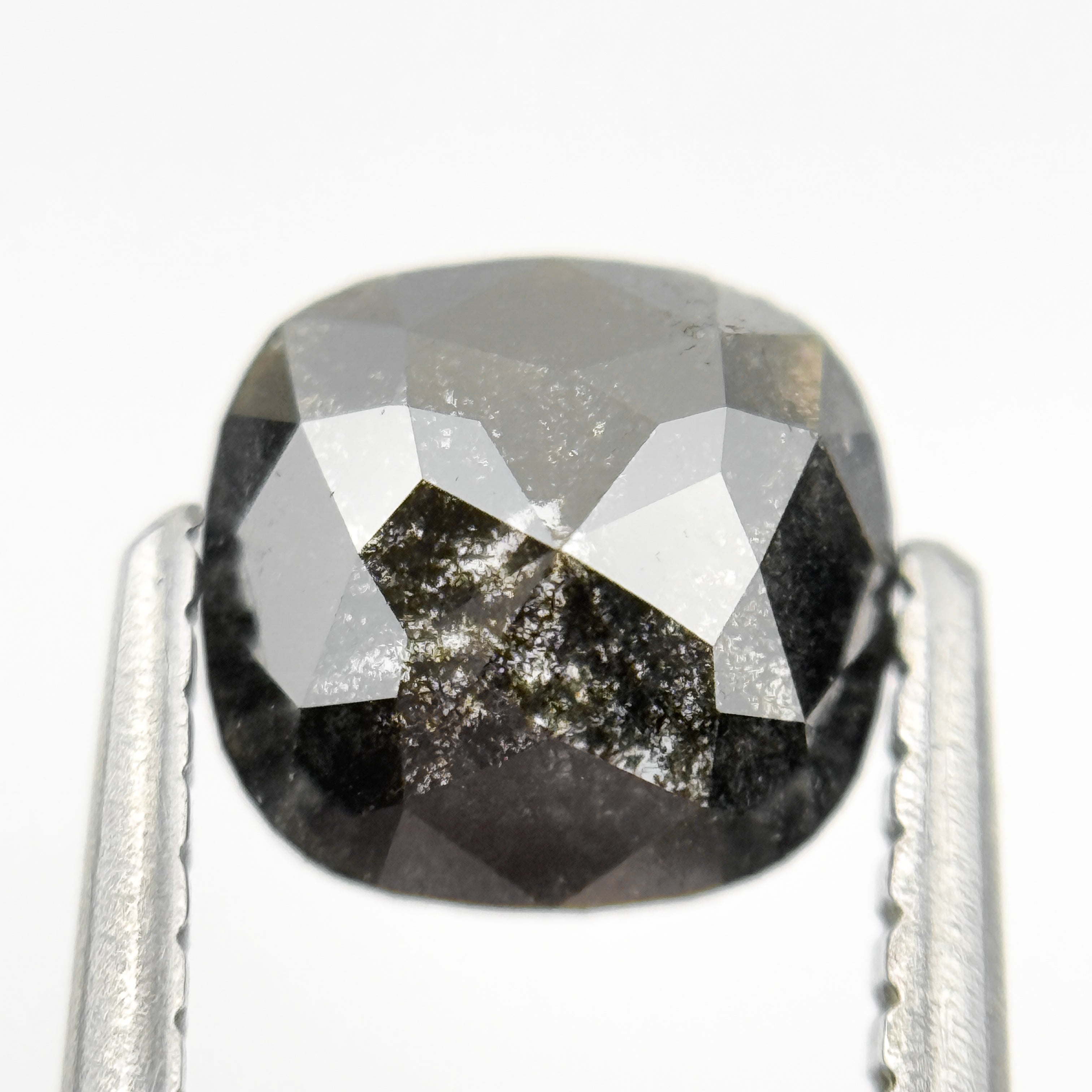 1.06 Ct Cushion Rose Cut Grey Natural Salt and pepper Diamond
