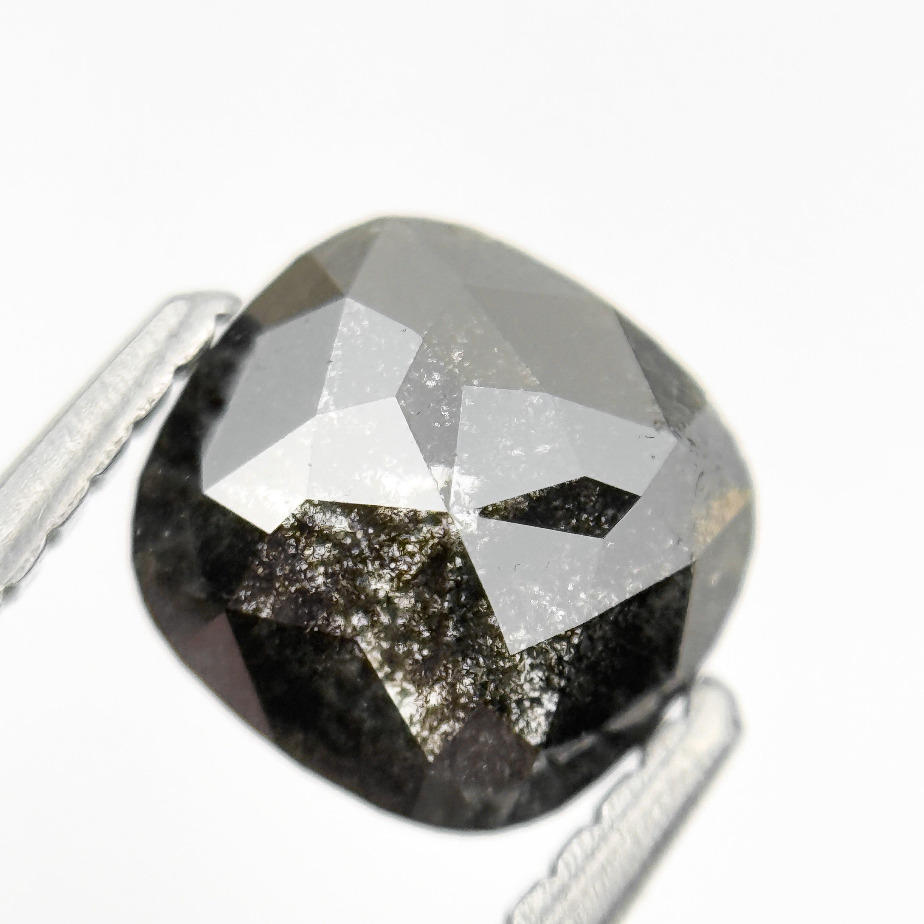 1.06 Ct Cushion Rose Cut Grey Natural Salt and pepper Diamond