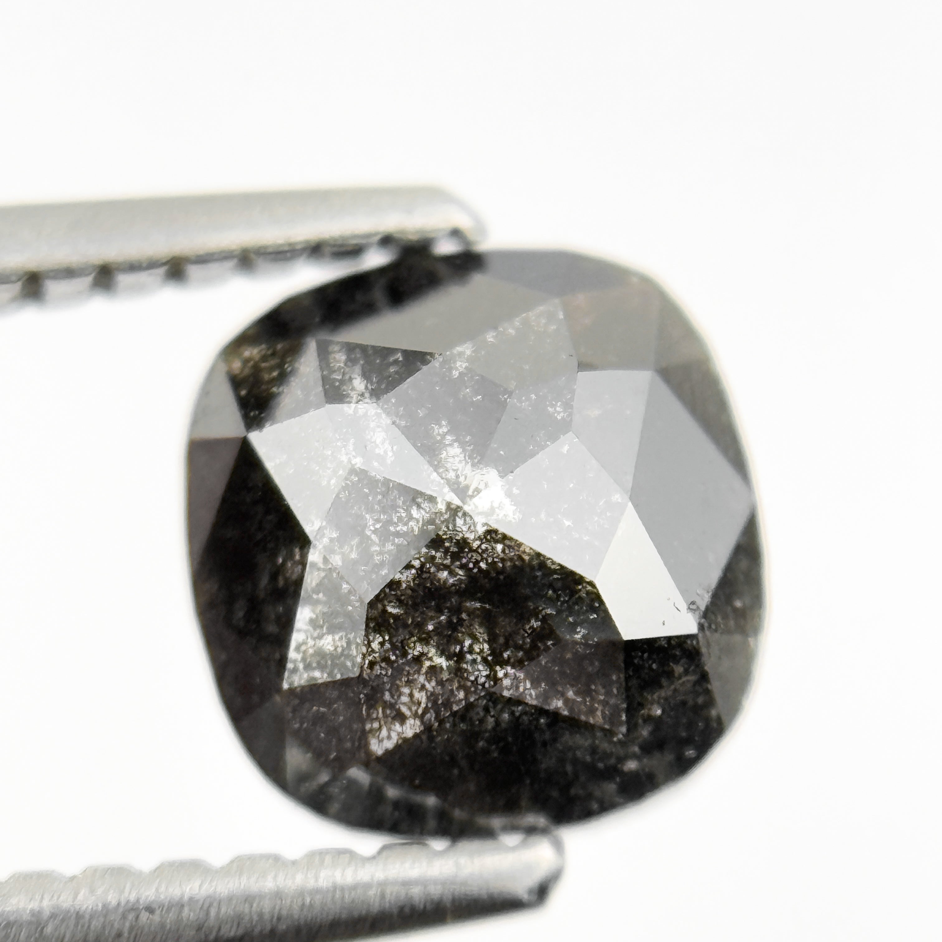 1.06 Ct Cushion Rose Cut Grey Natural Salt and pepper Diamond