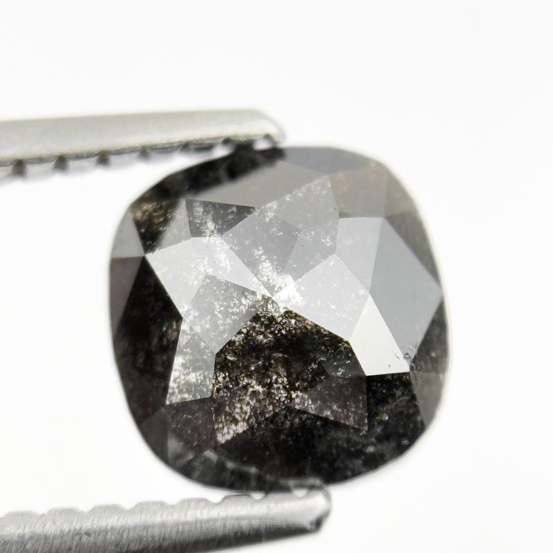 1.06 Ct Cushion Rose Cut Grey Natural Salt and pepper Diamond