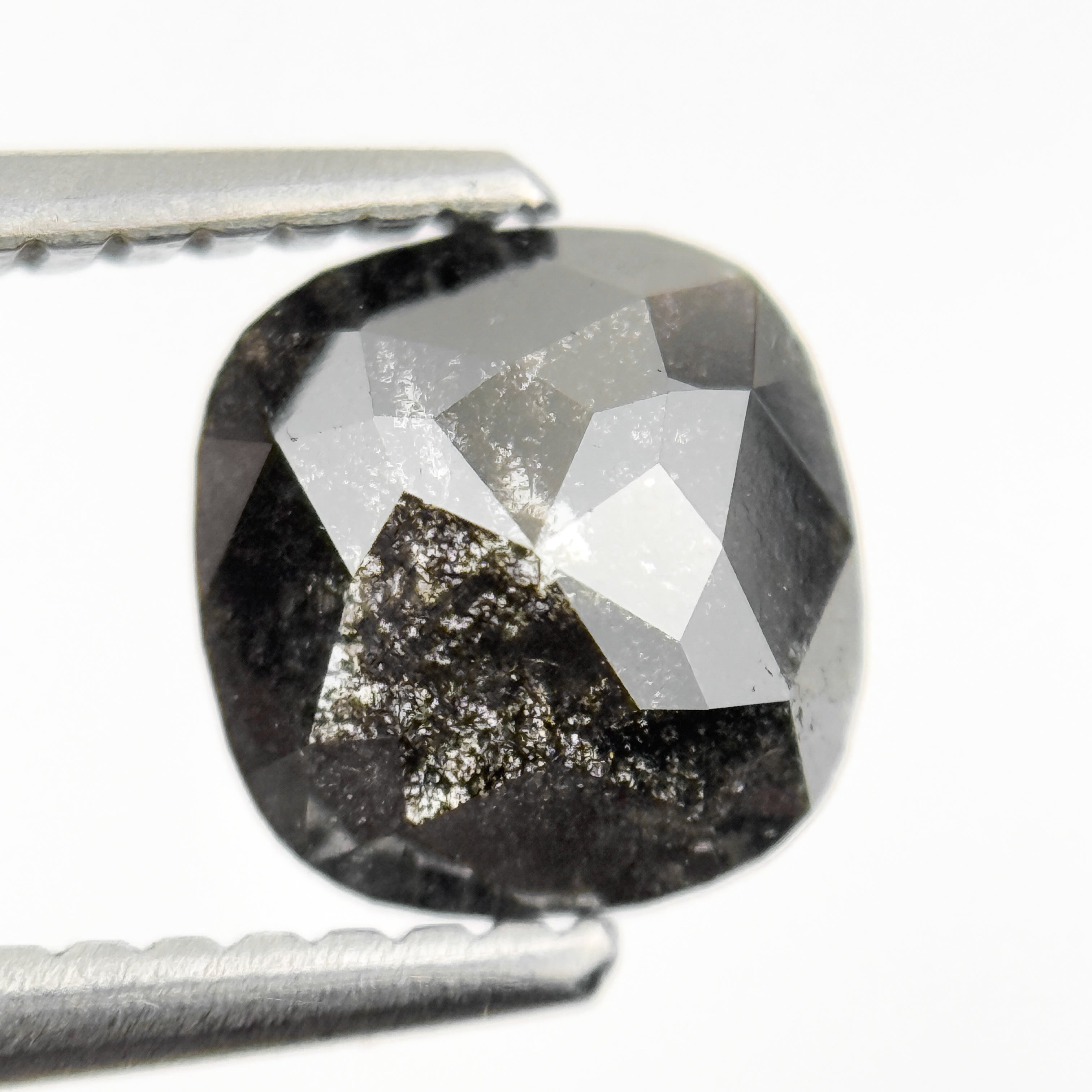 1.06 Ct Cushion Rose Cut Grey Natural Salt and pepper Diamond