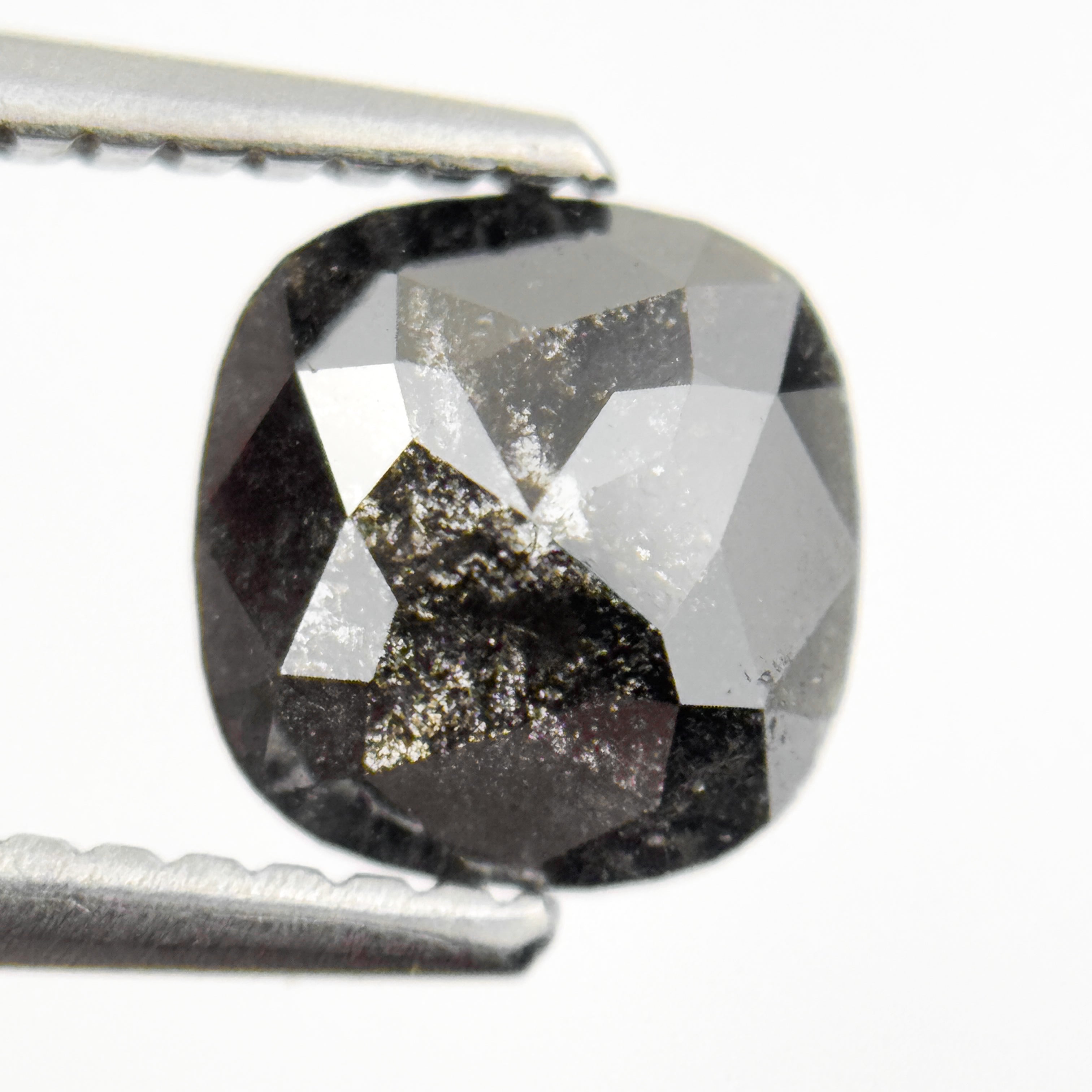 1.06 Ct Cushion Rose Cut Grey Natural Salt and pepper Diamond