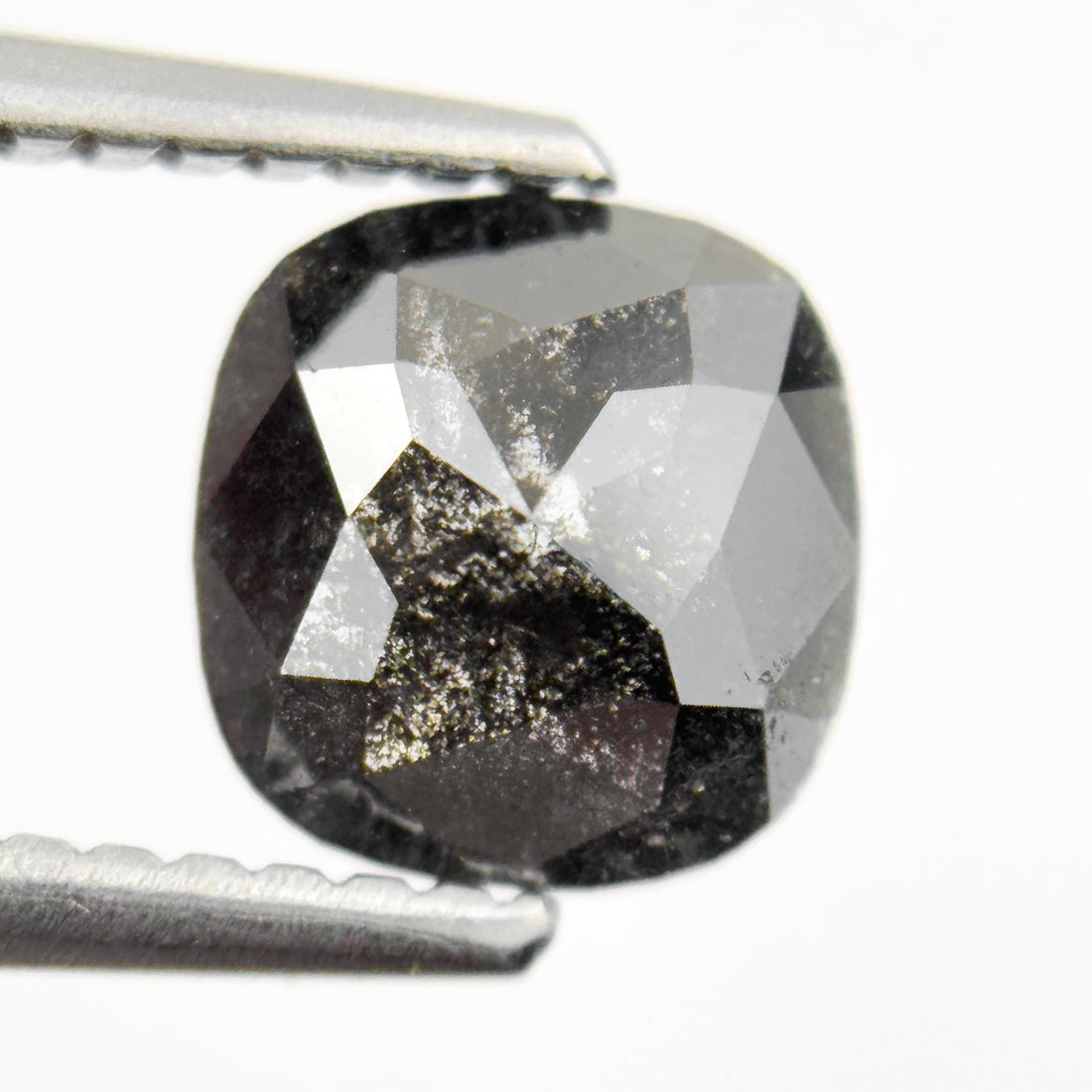 1.06 Ct Cushion Rose Cut Grey Natural Salt and pepper Diamond