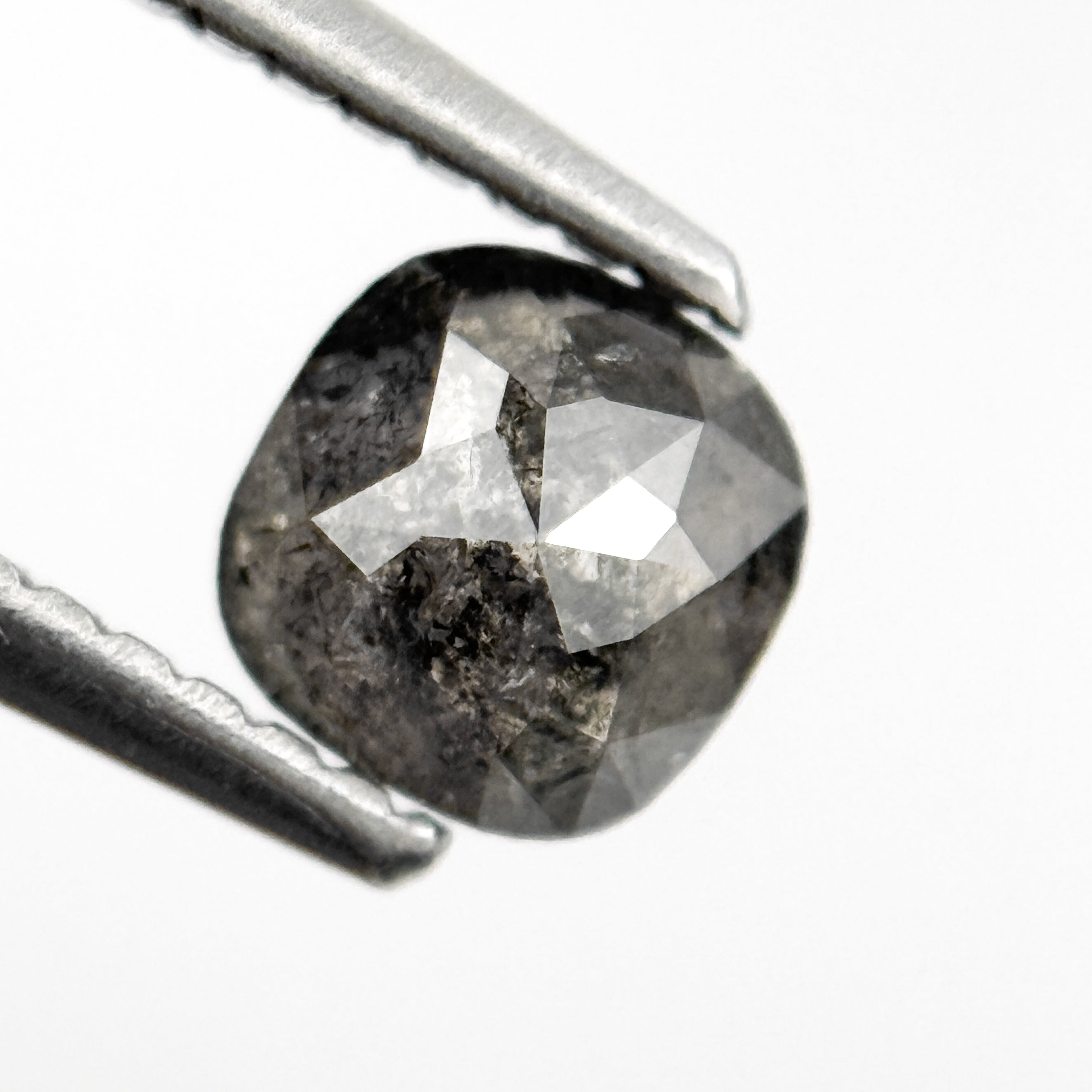 0.85 Ct Cushion Rose Cut Grey Natural Salt and Pepper Diamond