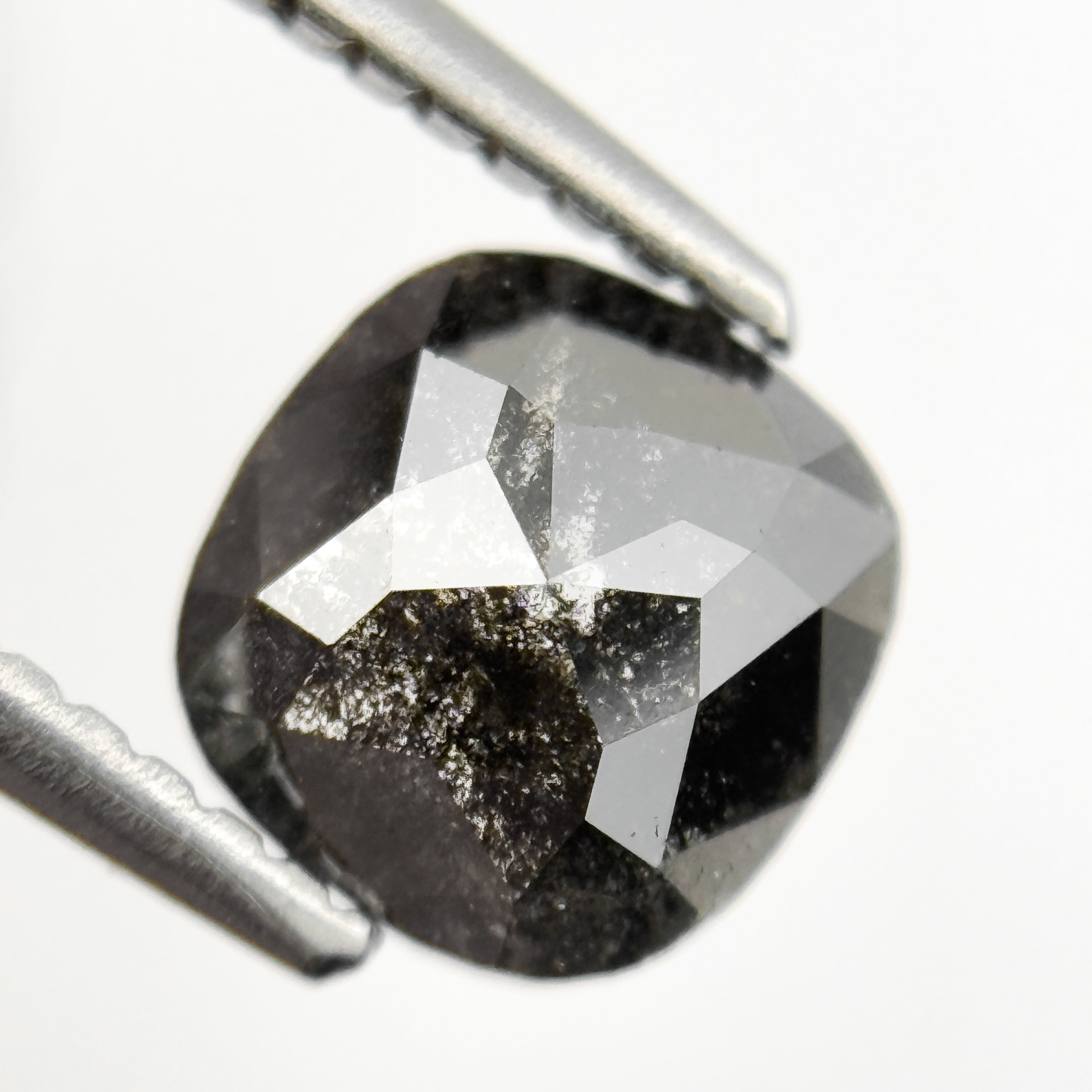 1.06 Ct Cushion Rose Cut Grey Natural Salt and pepper Diamond
