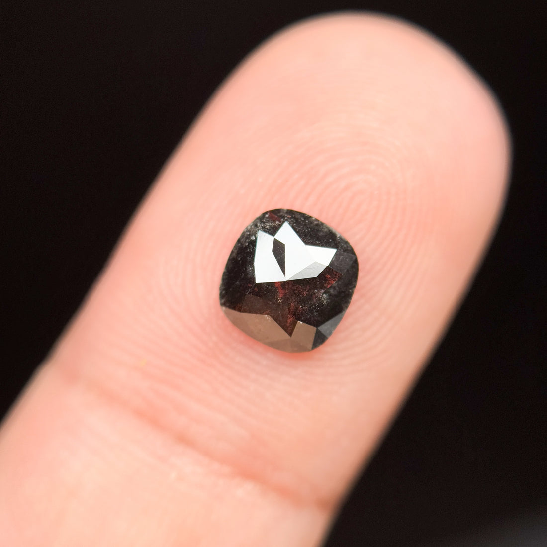 1.06 Ct Cushion Rose Cut Grey Natural Salt and pepper Diamond