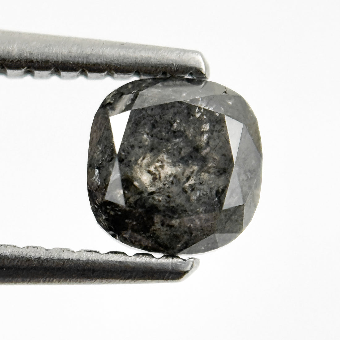 0.85 Ct Cushion Rose Cut Grey Natural Salt and Pepper Diamond