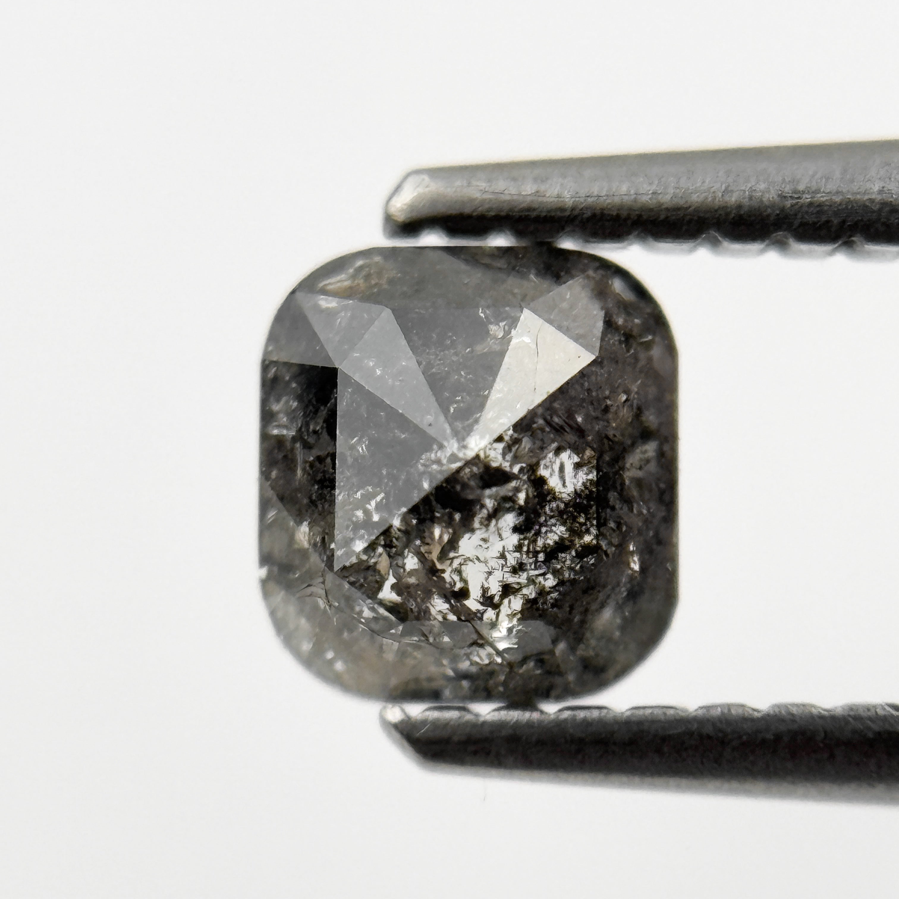 0.75 Ct Cushion Rose Cut Grey Natural Minimalist Salt and pepper Diamond