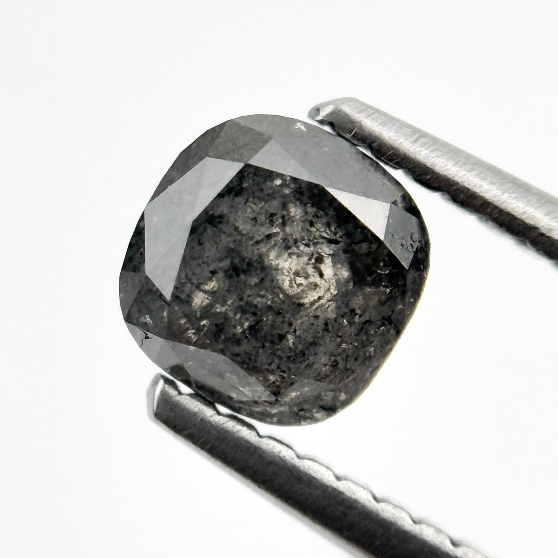 0.85 Ct Cushion Rose Cut Grey Natural Salt and Pepper Diamond