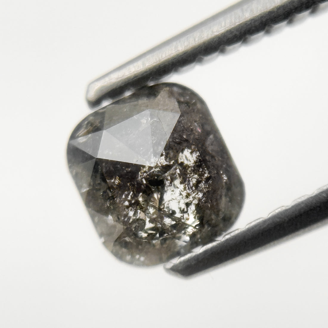 0.75 Ct Cushion Rose Cut Grey Natural Minimalist Salt and pepper Diamond