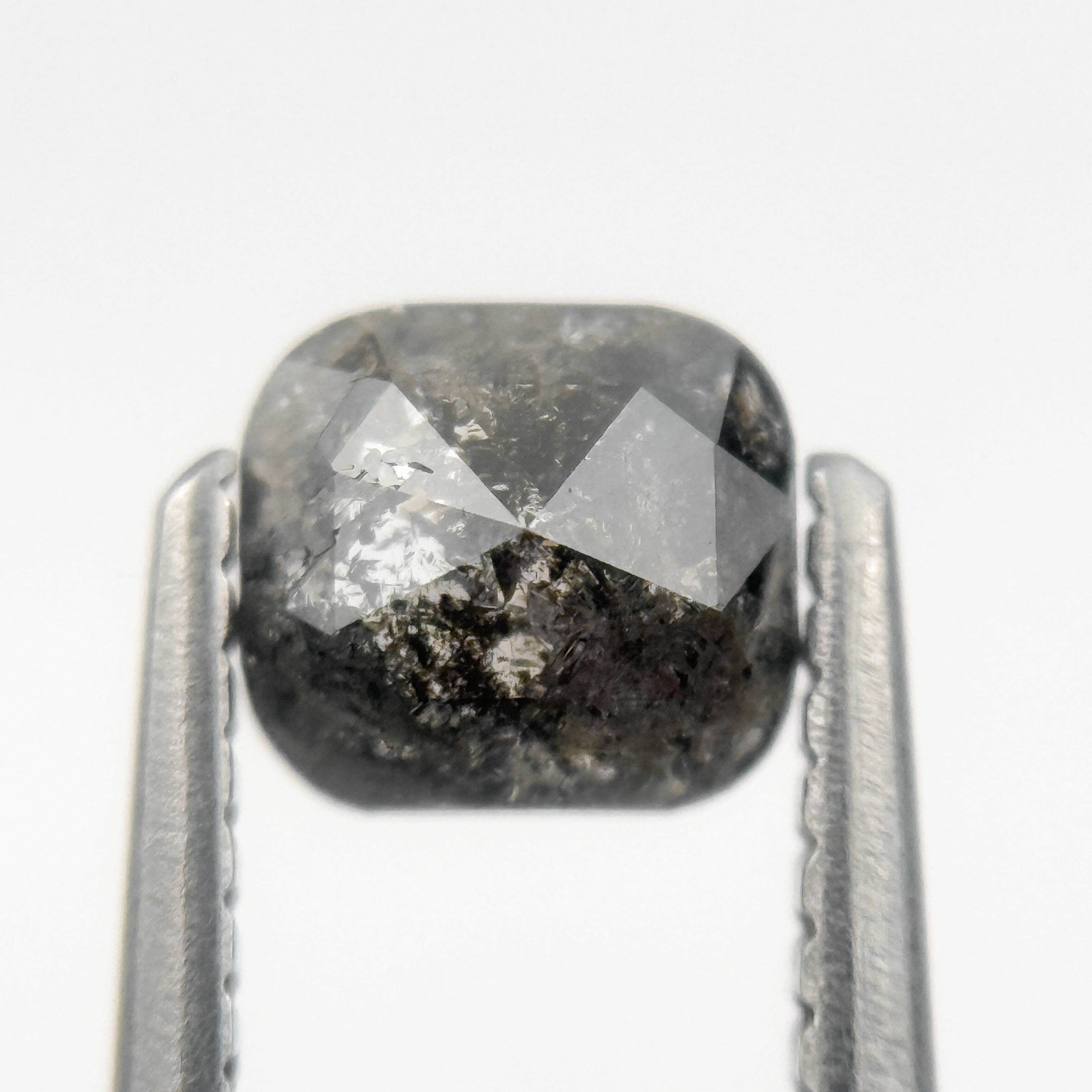 0.75 Ct Cushion Rose Cut Grey Natural Minimalist Salt and pepper Diamond