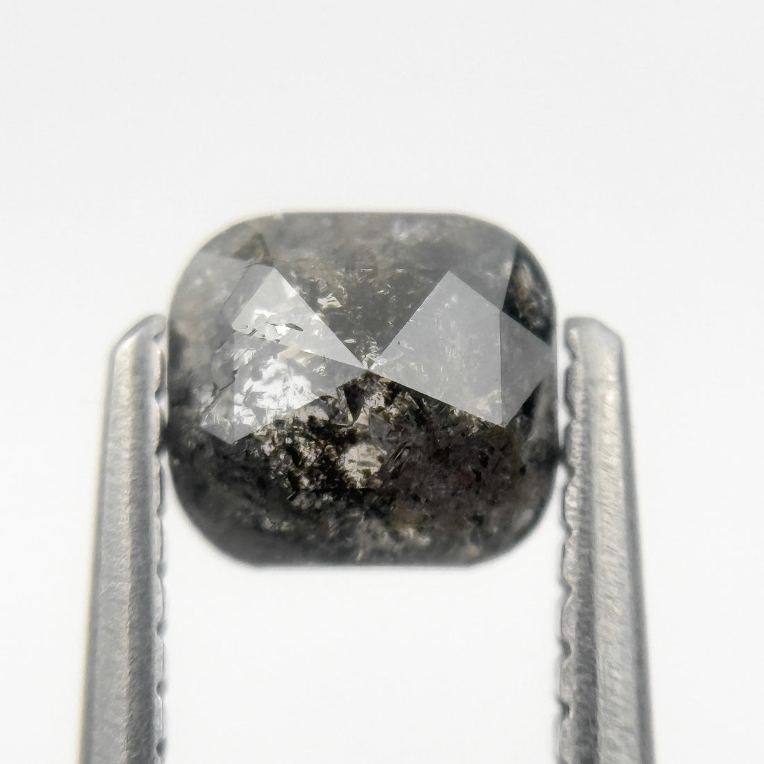 0.75 Ct Cushion Rose Cut Grey Natural Minimalist Salt and pepper Diamond