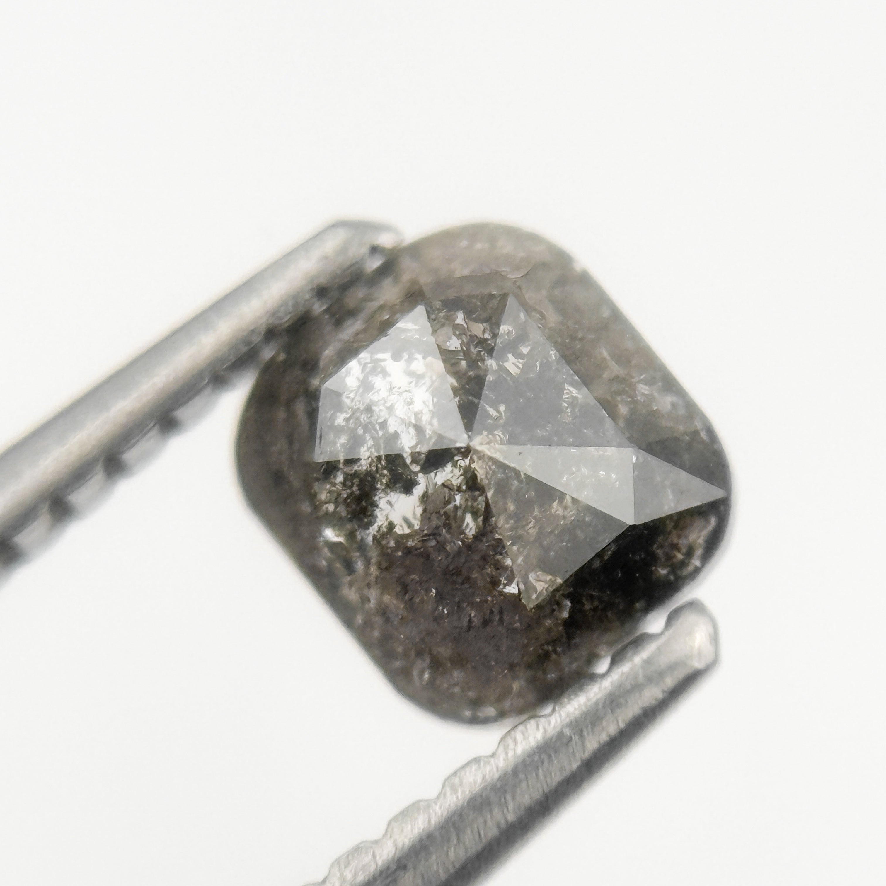 0.75 Ct Cushion Rose Cut Grey Natural Minimalist Salt and pepper Diamond