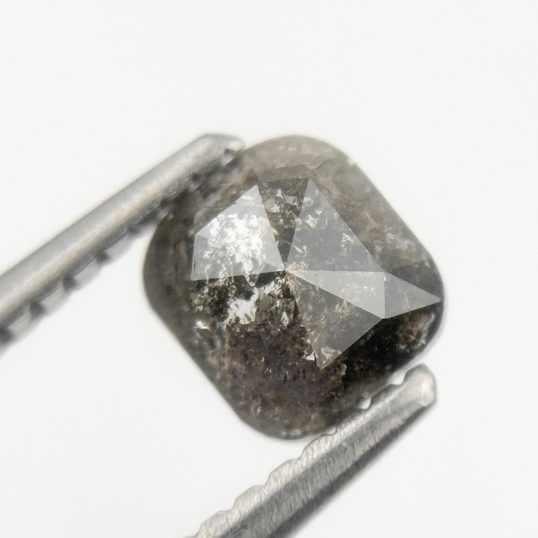 0.75 Ct Cushion Rose Cut Grey Natural Minimalist Salt and pepper Diamond