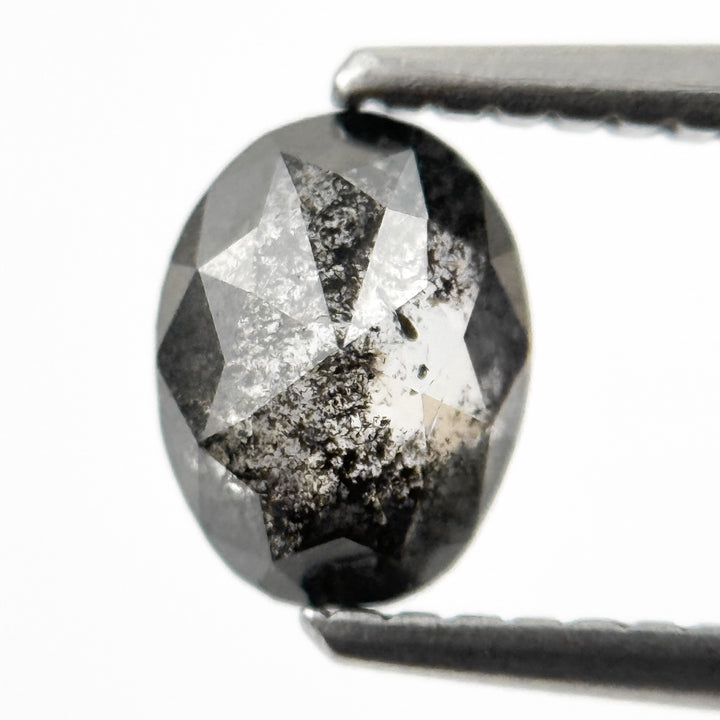 0.83 Ct Oval Rose Cut Grey Natural Salt and Pepper Diamond