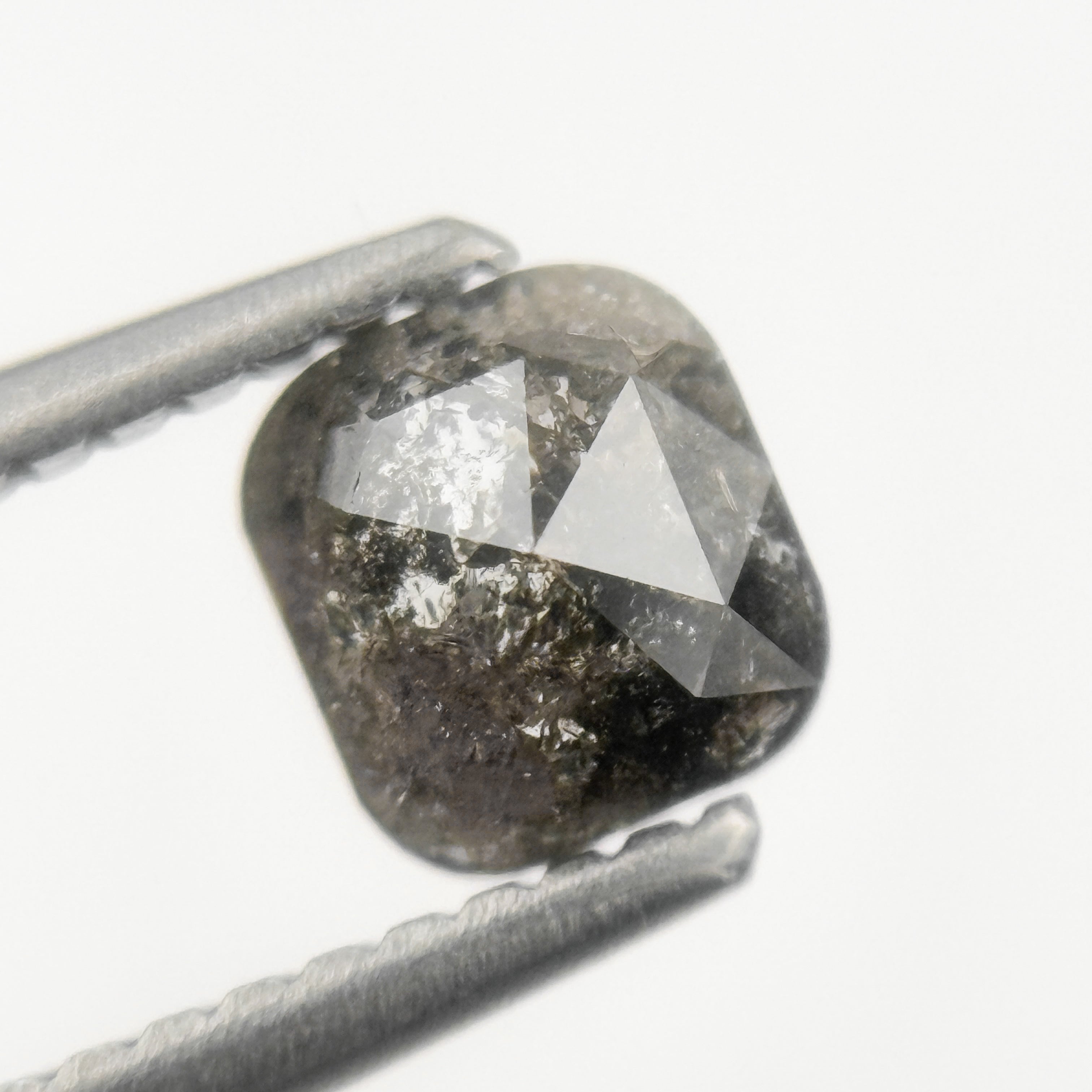 0.75 Ct Cushion Rose Cut Grey Natural Minimalist Salt and pepper Diamond