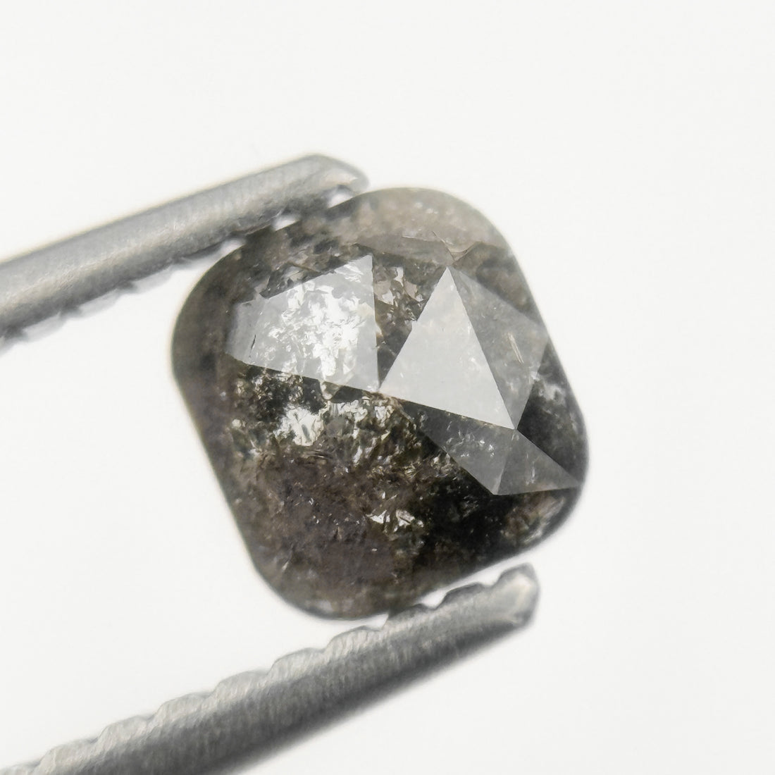 0.75 Ct Cushion Rose Cut Grey Natural Minimalist Salt and pepper Diamond