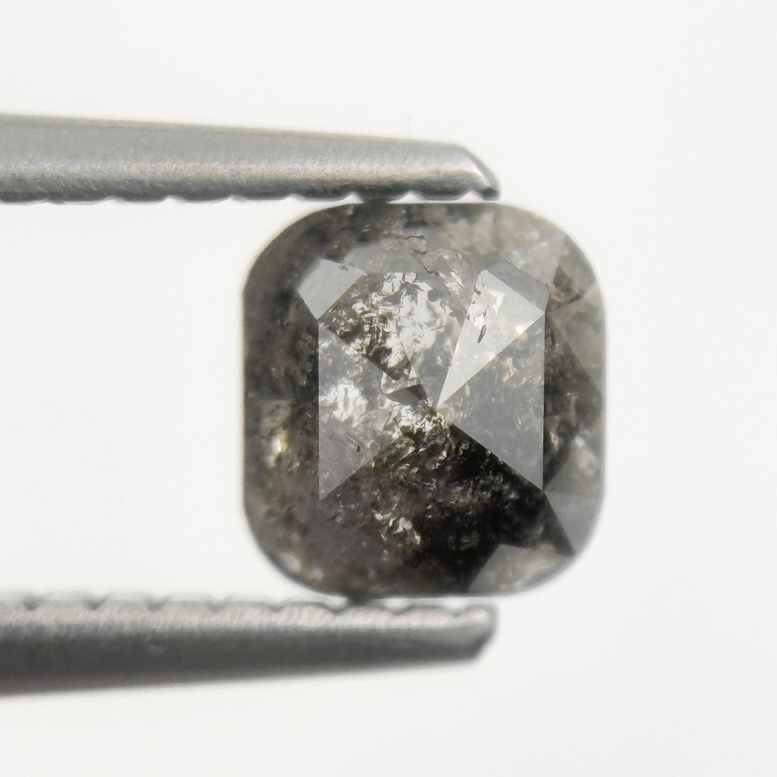 0.75 Ct Cushion Rose Cut Grey Natural Minimalist Salt and pepper Diamond