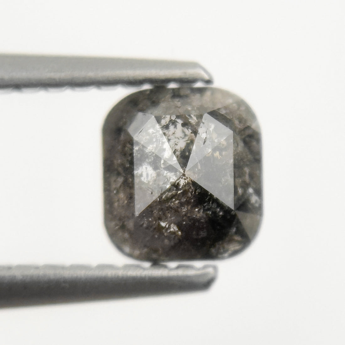 0.75 Ct Cushion Rose Cut Grey Natural Minimalist Salt and pepper Diamond