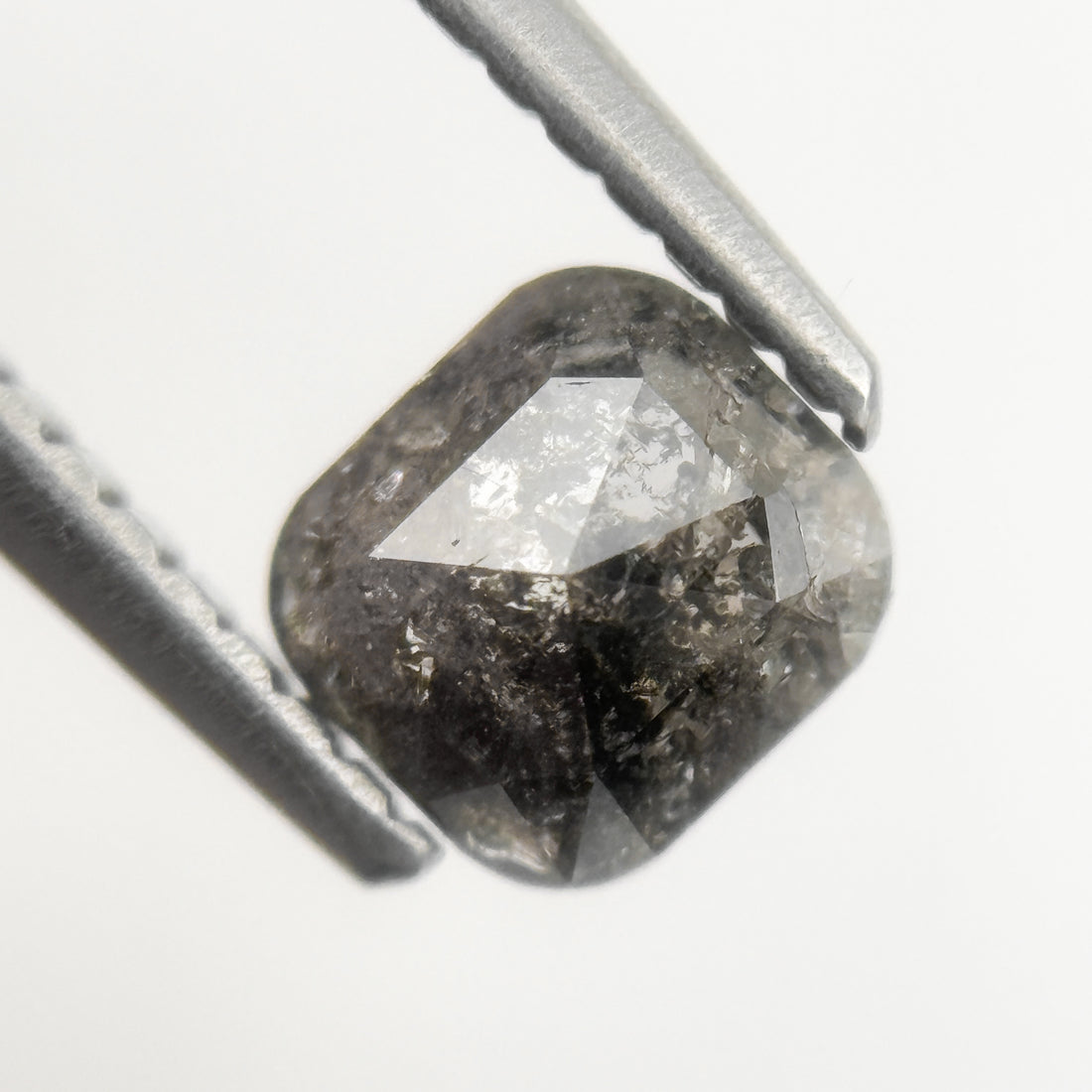 0.75 Ct Cushion Rose Cut Grey Natural Minimalist Salt and pepper Diamond