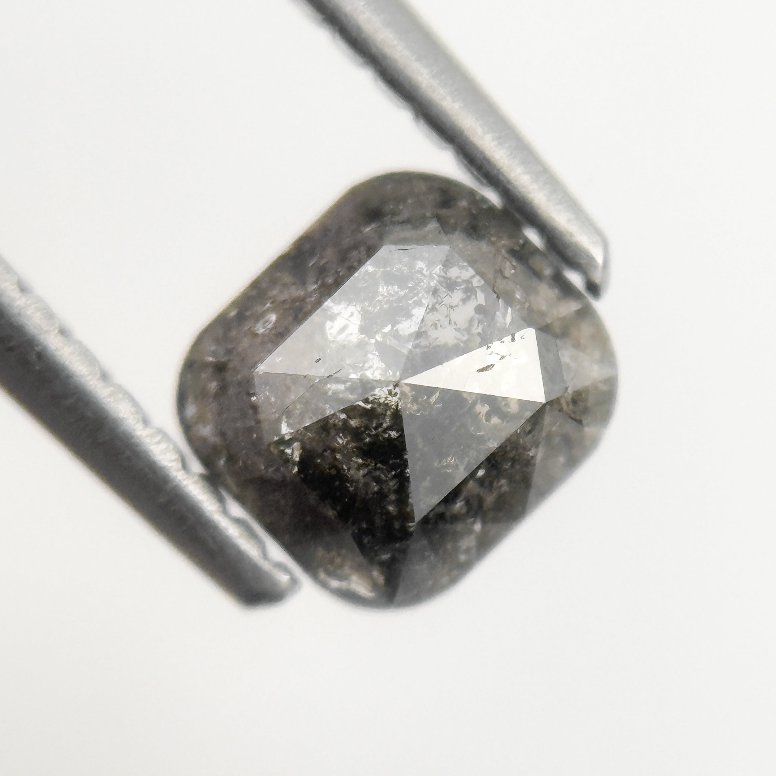 0.75 Ct Cushion Rose Cut Grey Natural Minimalist Salt and pepper Diamond
