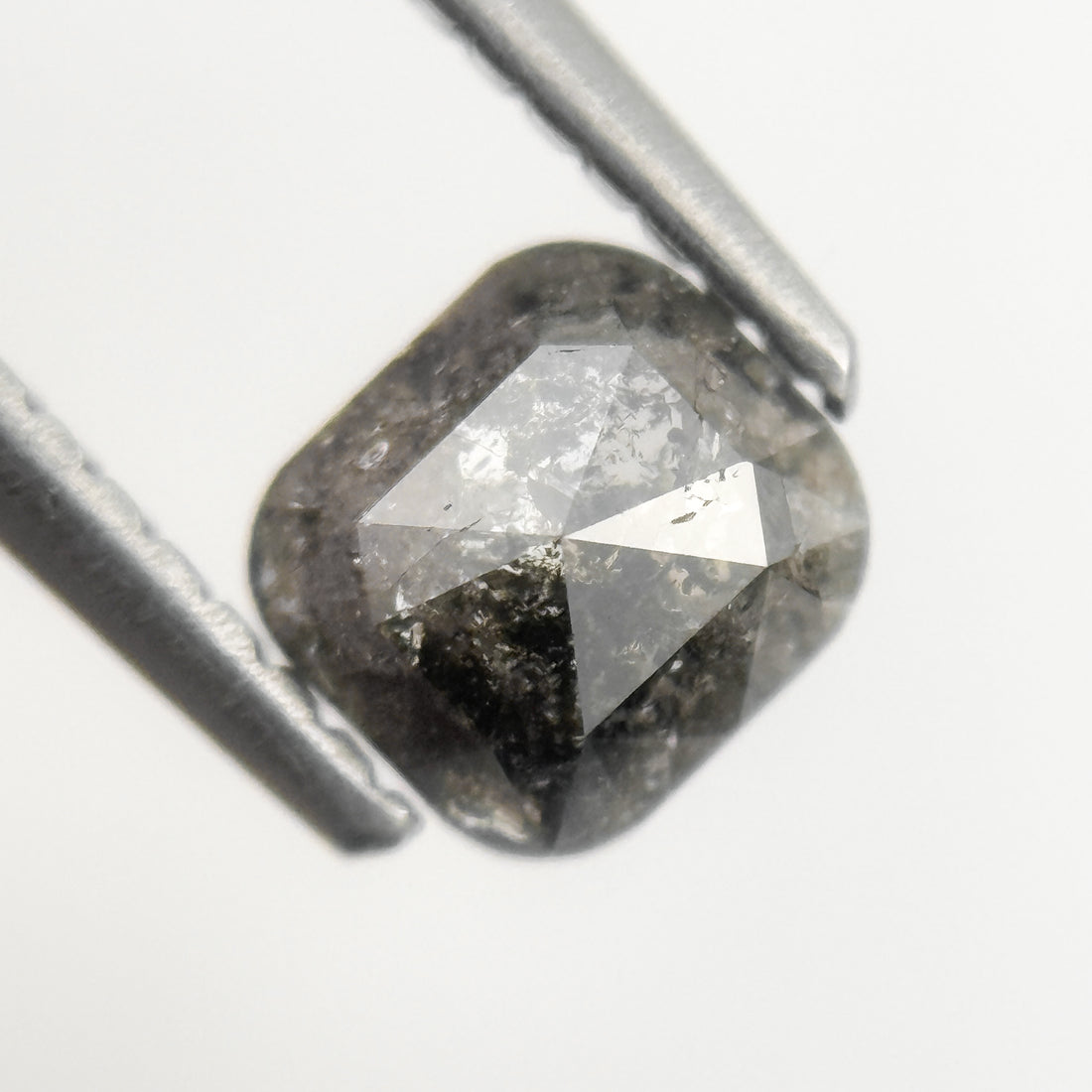 0.75 Ct Cushion Rose Cut Grey Natural Minimalist Salt and pepper Diamond