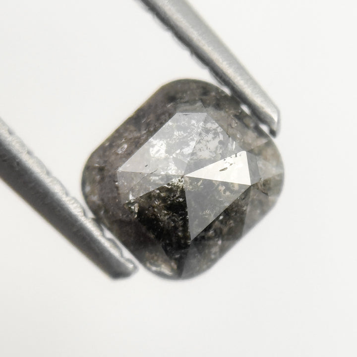 0.75 Ct Cushion Rose Cut Grey Natural Minimalist Salt and pepper Diamond