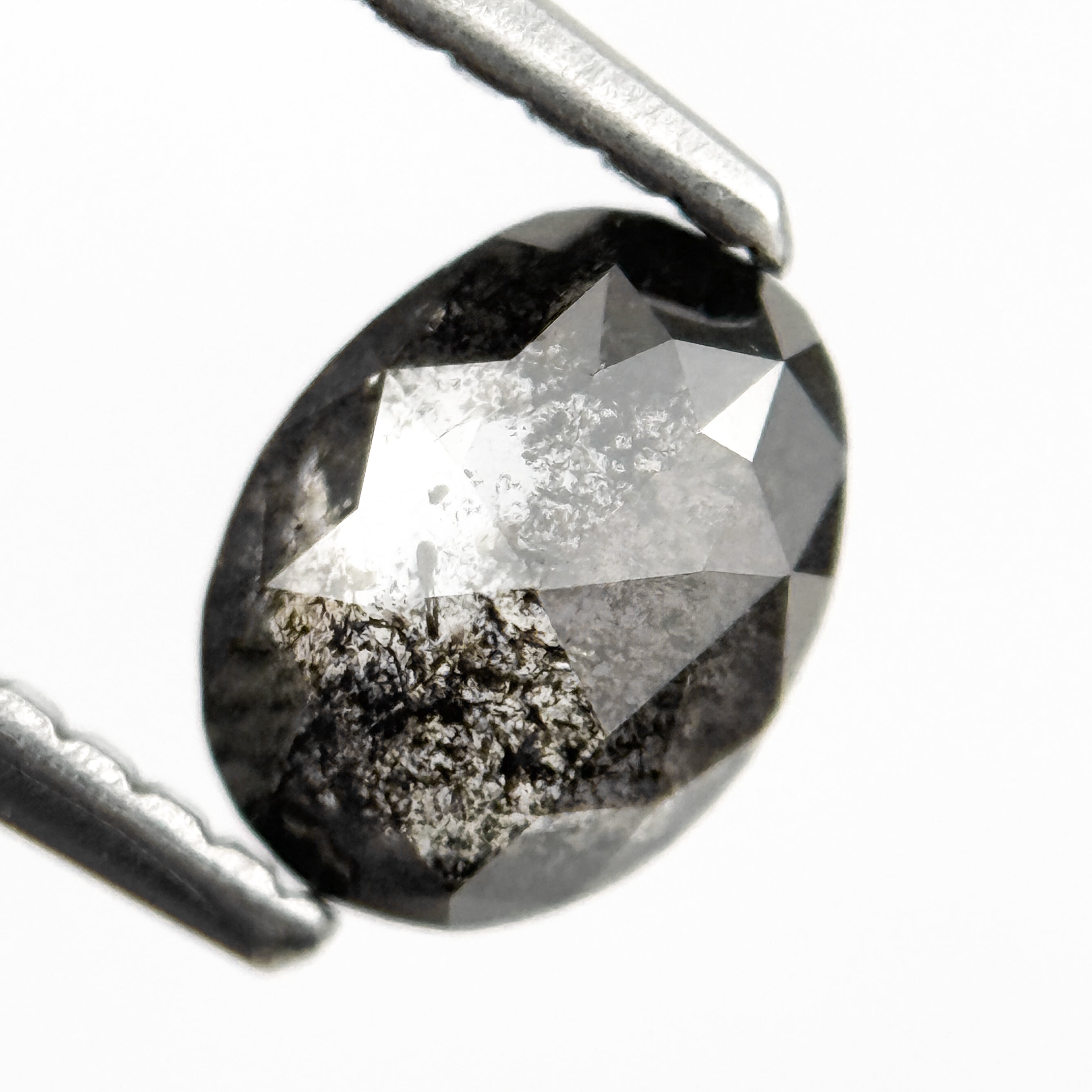 0.83 Ct Oval Rose Cut Grey Natural Salt and Pepper Diamond