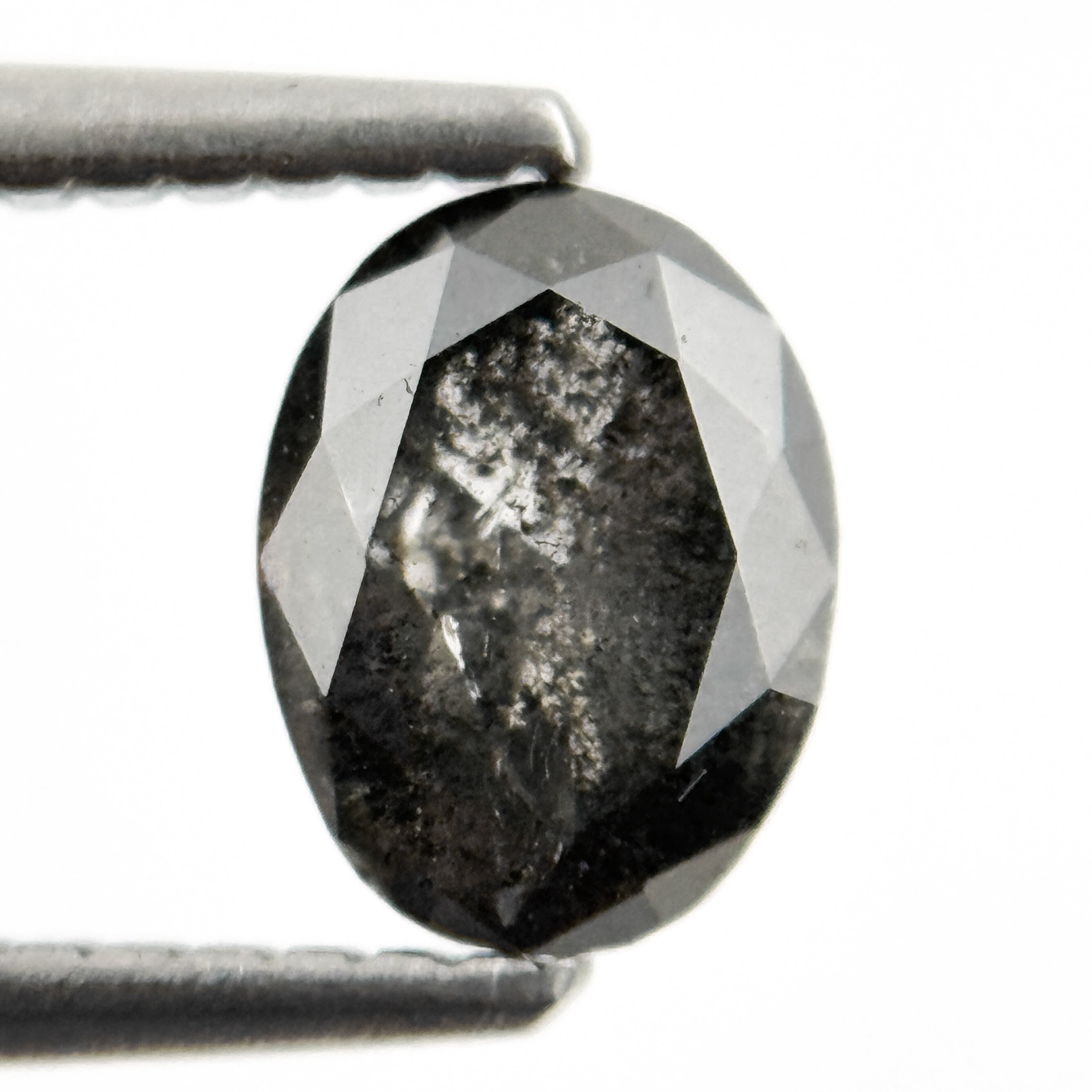 0.83 Ct Oval Rose Cut Grey Natural Salt and Pepper Diamond