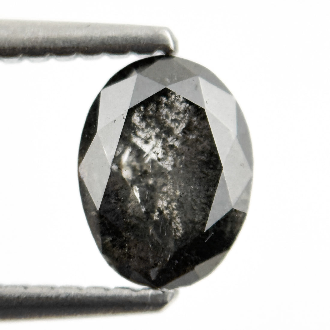 0.83 Ct Oval Rose Cut Grey Natural Salt and Pepper Diamond