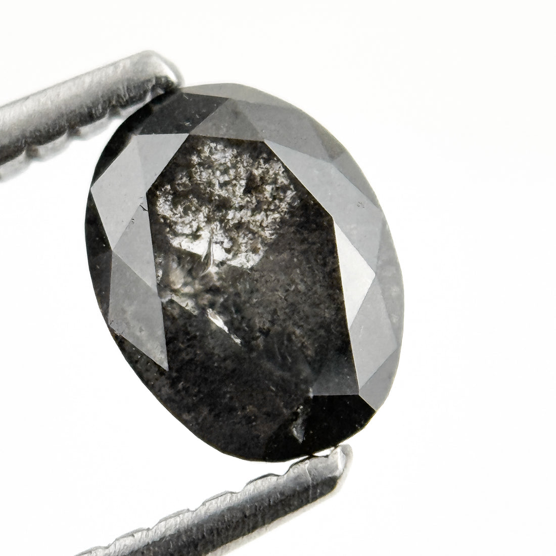 0.83 Ct Oval Rose Cut Grey Natural Salt and Pepper Diamond