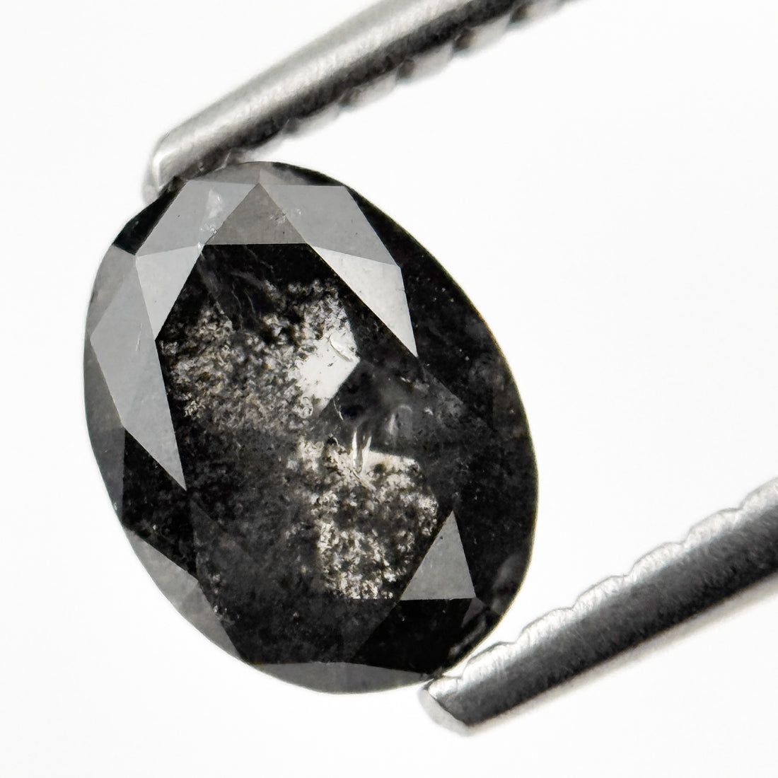 0.83 Ct Oval Rose Cut Grey Natural Salt and Pepper Diamond
