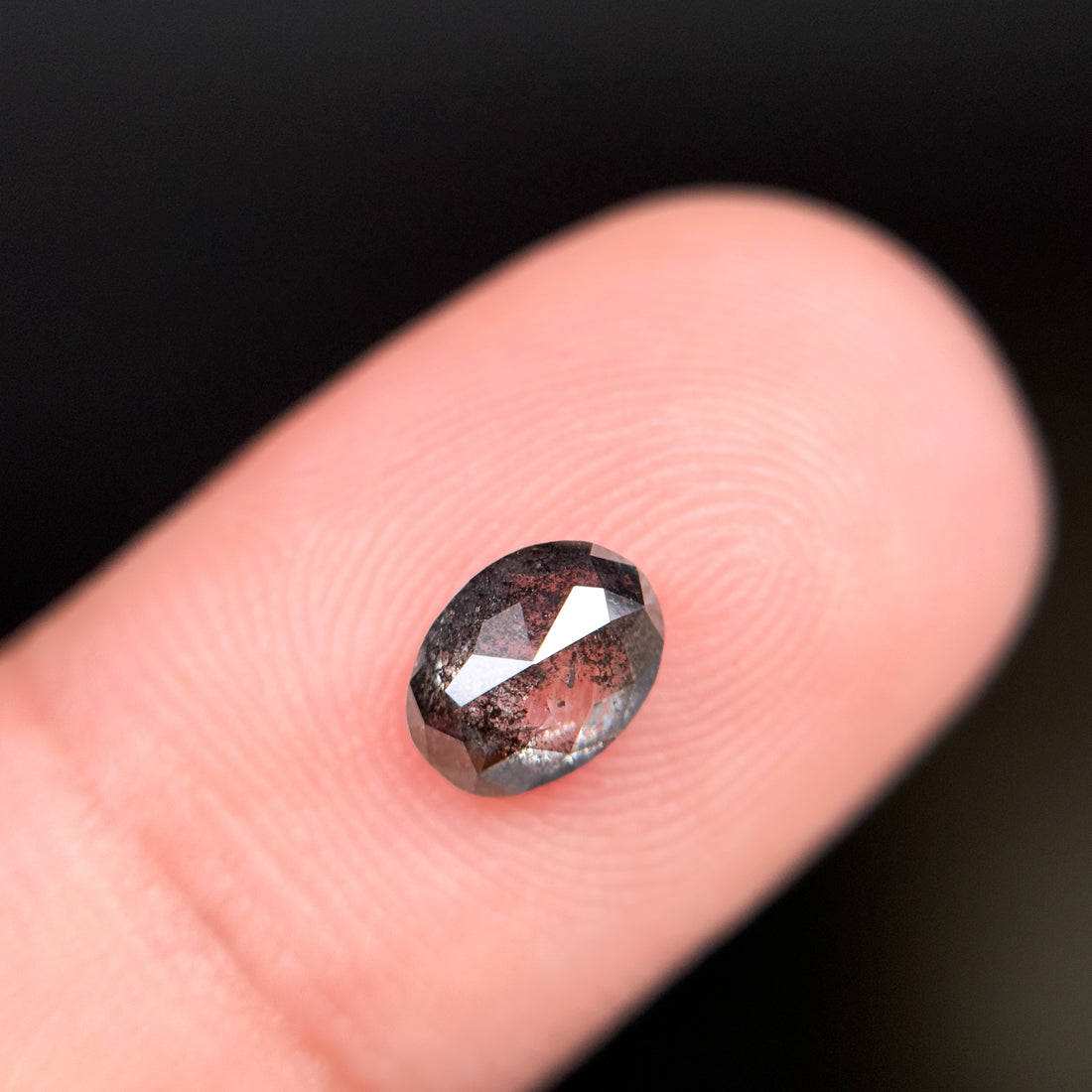 0.83 Ct Oval Rose Cut Grey Natural Salt and Pepper Diamond