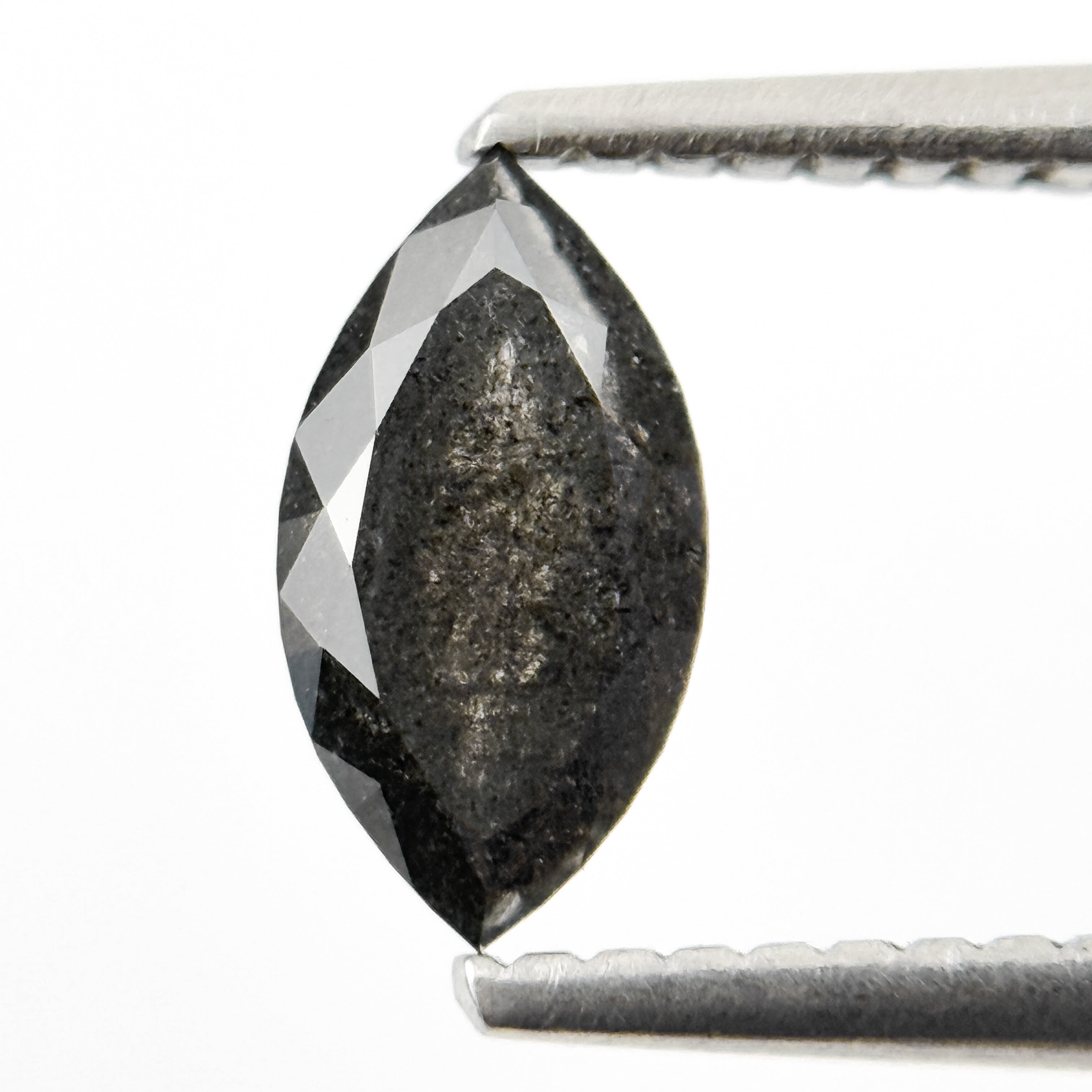 0.82 Ct Marquise Rose Cut Grey Natural Salt and Pepper Diamond