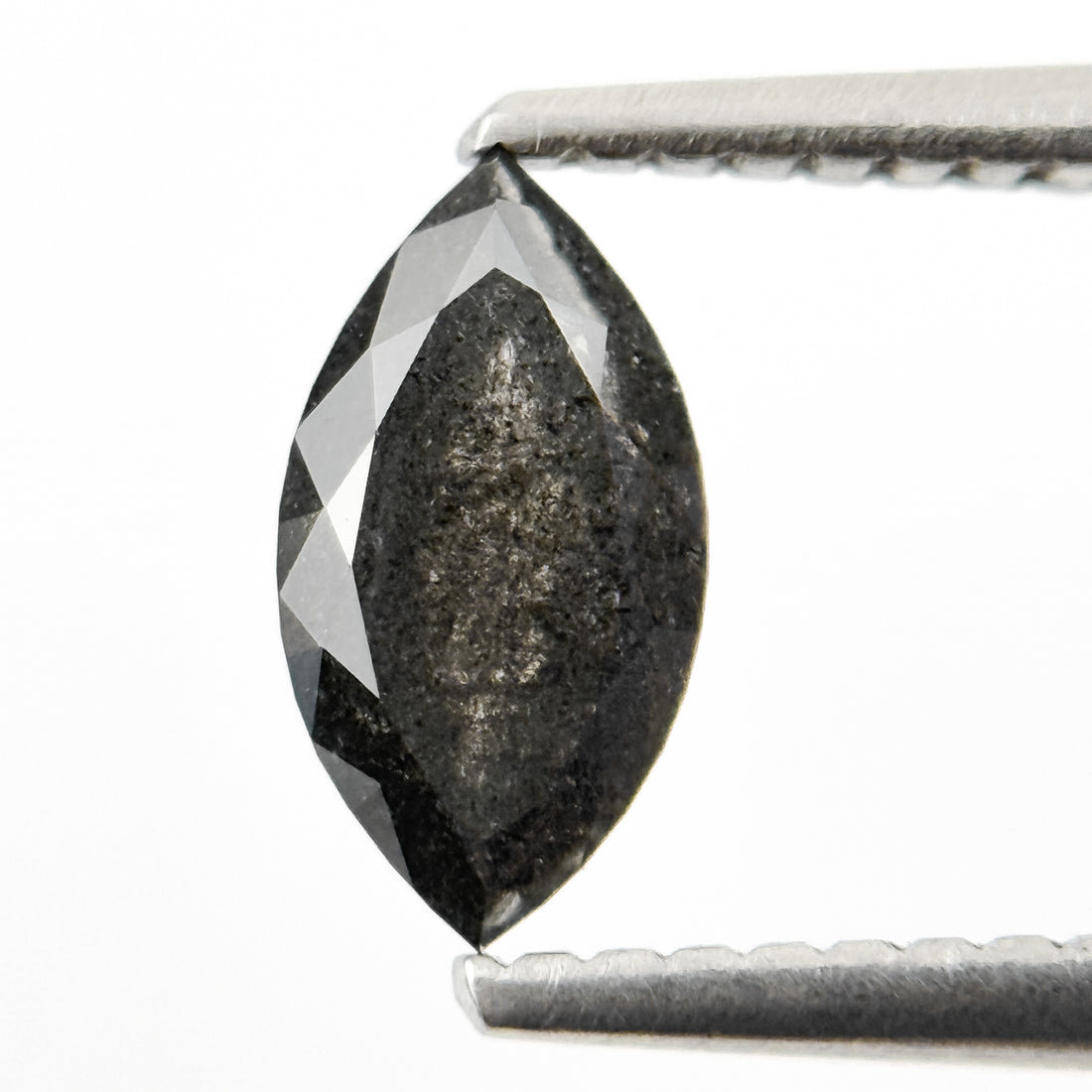 0.82 Ct Marquise Rose Cut Grey Natural Salt and Pepper Diamond