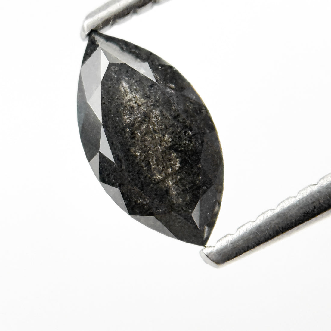 0.82 Ct Marquise Rose Cut Grey Natural Salt and Pepper Diamond