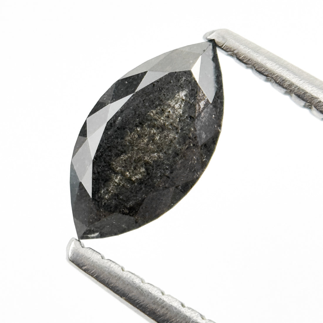 0.82 Ct Marquise Rose Cut Grey Natural Salt and Pepper Diamond