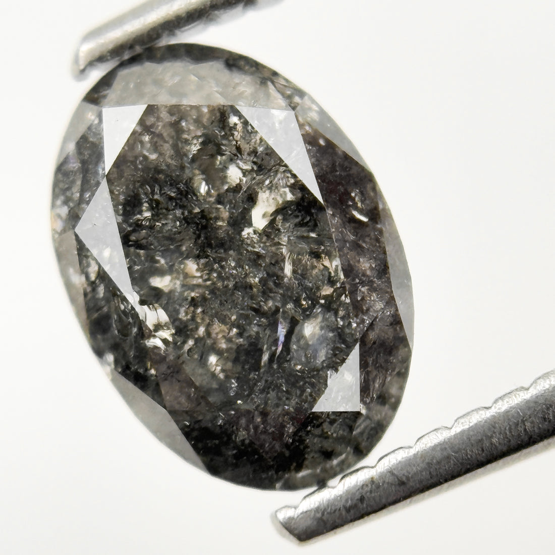 1.39 Ct Oval Rose Cut Grey Natural Minimalist Salt and pepper Diamond