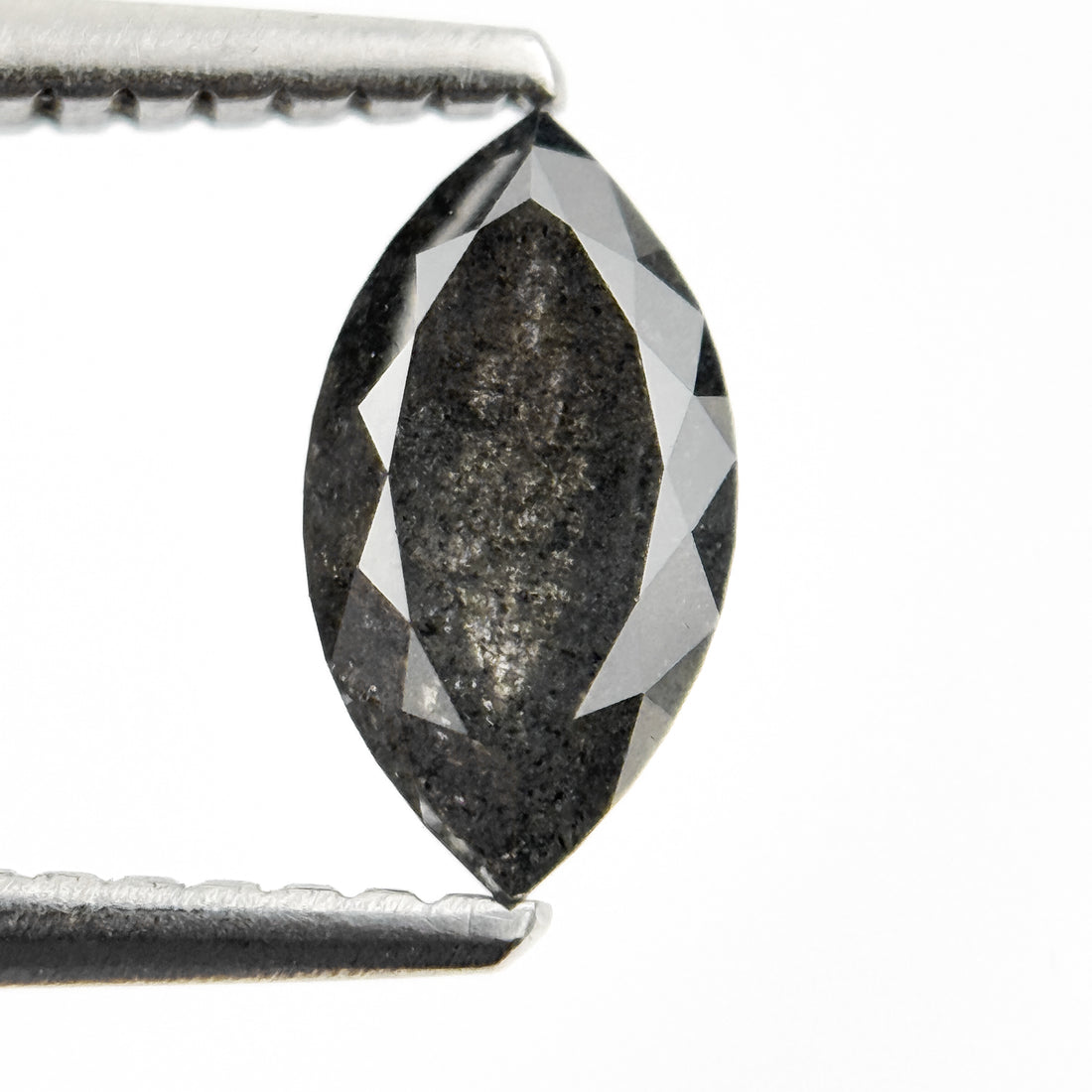 0.82 Ct Marquise Rose Cut Grey Natural Salt and Pepper Diamond