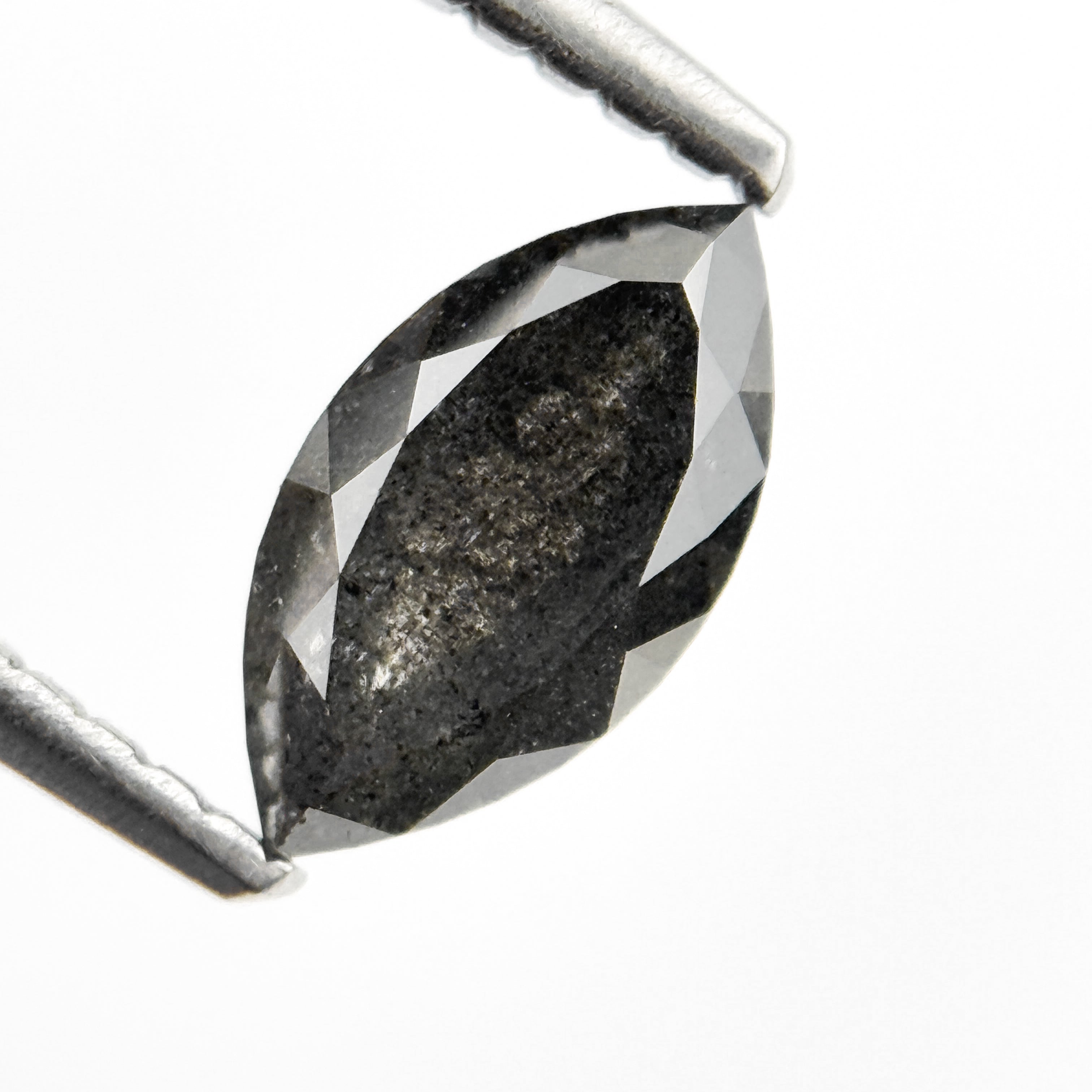 0.82 Ct Marquise Rose Cut Grey Natural Salt and Pepper Diamond