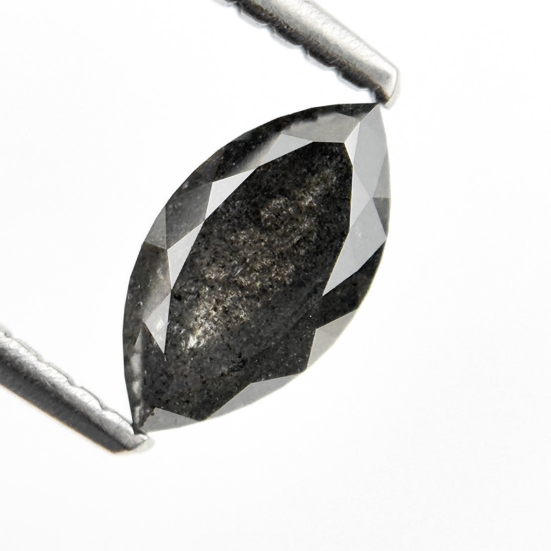0.82 Ct Marquise Rose Cut Grey Natural Salt and Pepper Diamond