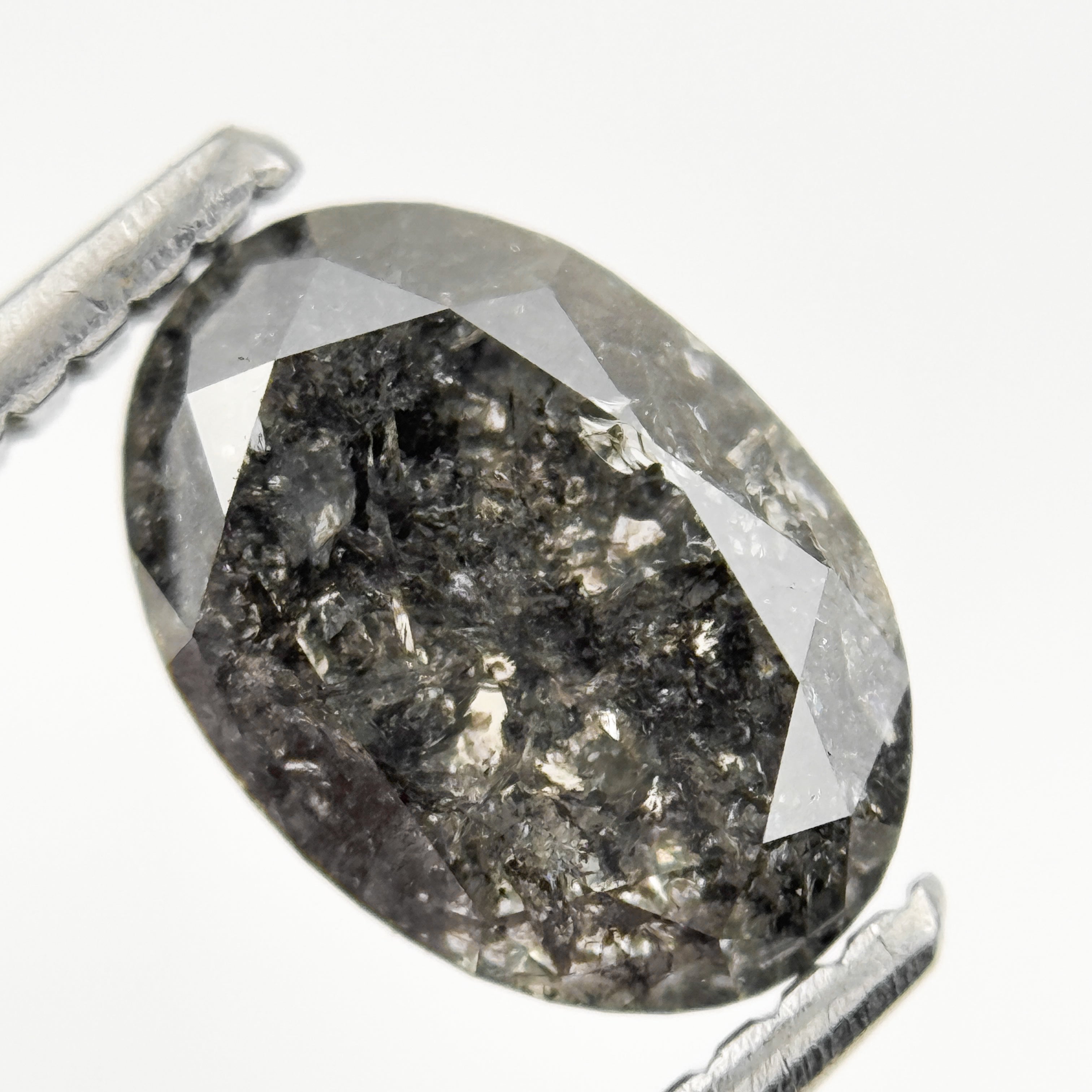 1.39 Ct Oval Rose Cut Grey Natural Minimalist Salt and pepper Diamond