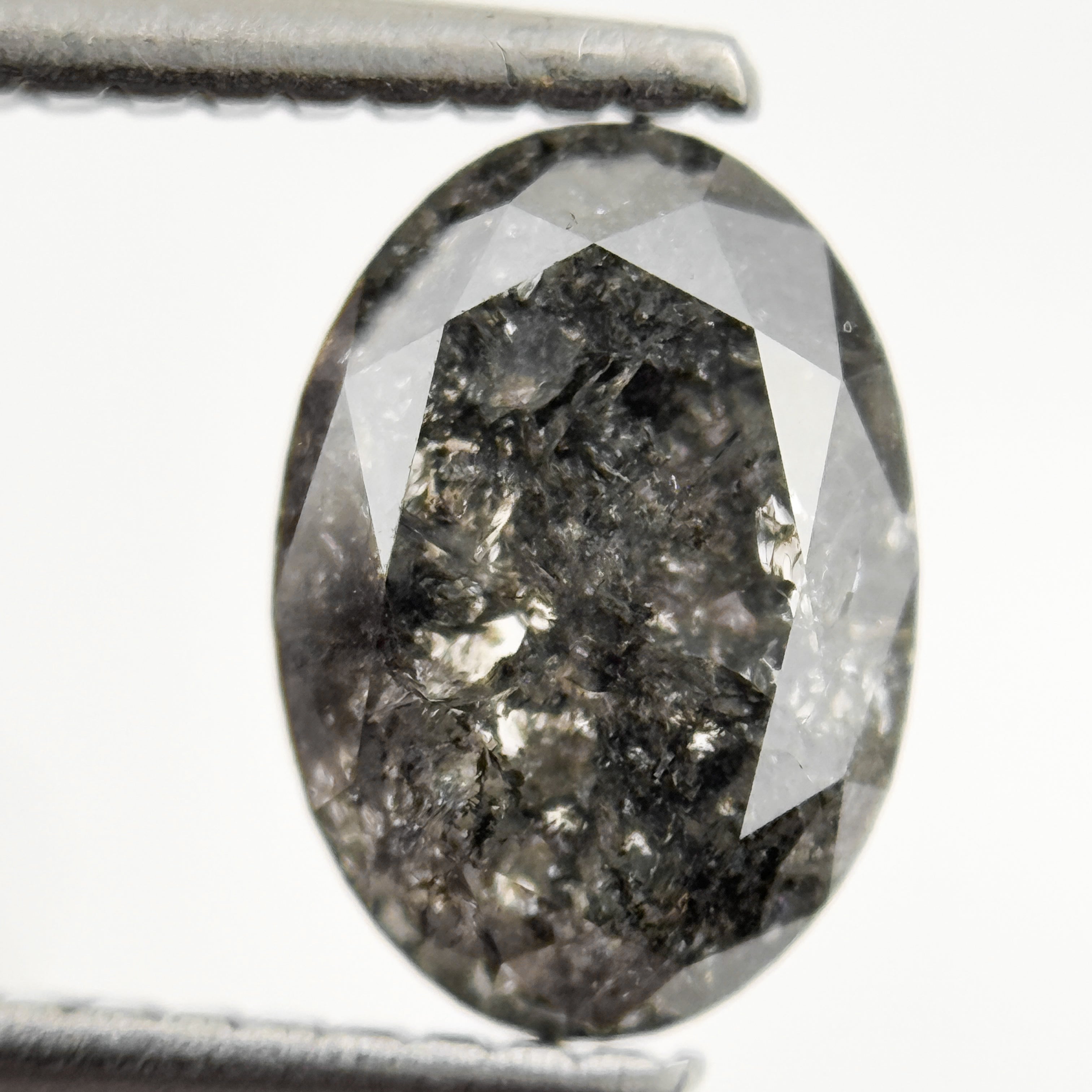 1.39 Ct Oval Rose Cut Grey Natural Minimalist Salt and pepper Diamond