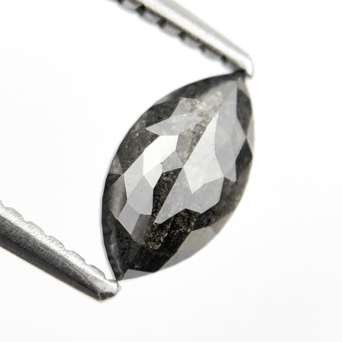 0.82 Ct Marquise Rose Cut Grey Natural Salt and Pepper Diamond