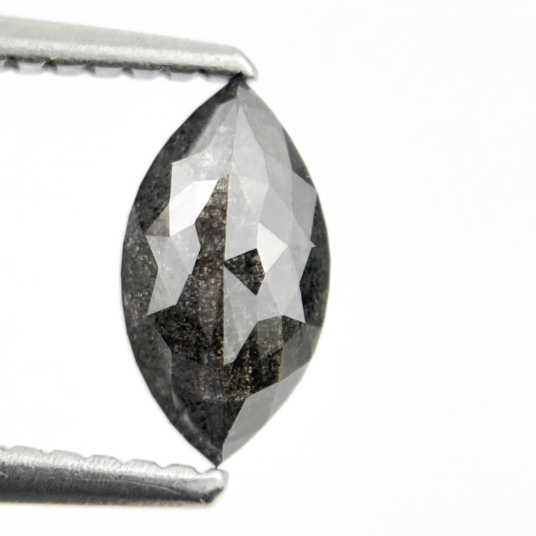 0.82 Ct Marquise Rose Cut Grey Natural Salt and Pepper Diamond