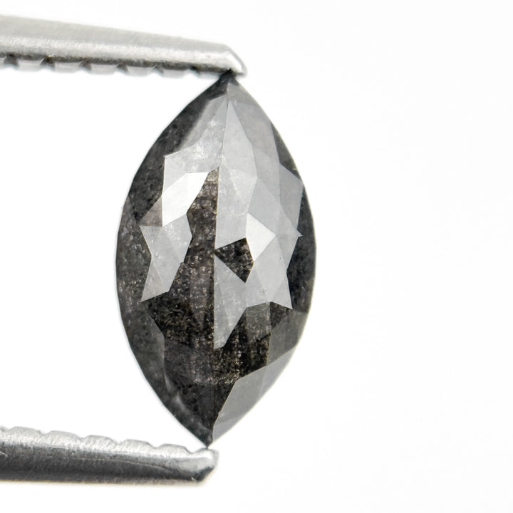 0.82 Ct Marquise Rose Cut Grey Natural Salt and Pepper Diamond