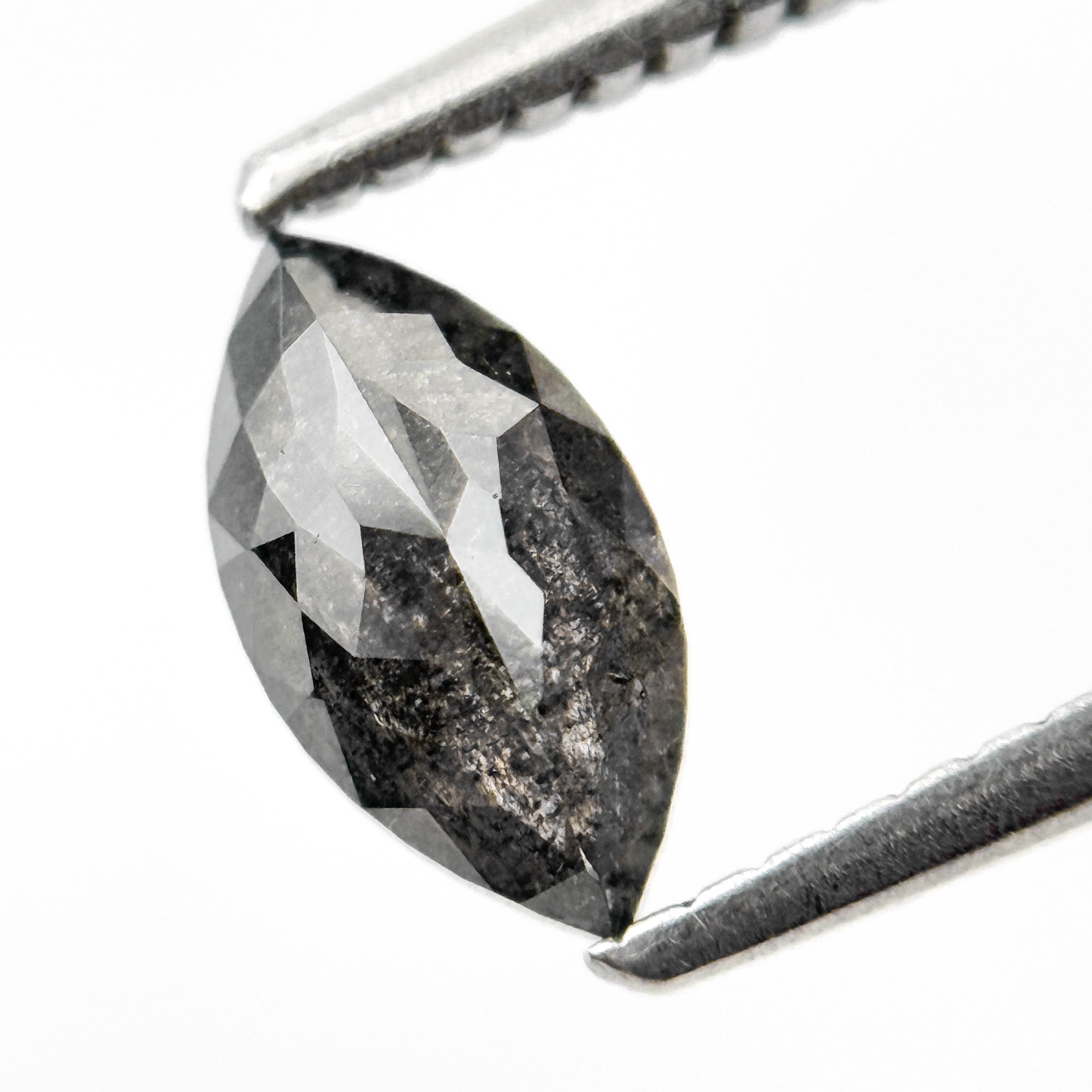 0.82 Ct Marquise Rose Cut Grey Natural Salt and Pepper Diamond