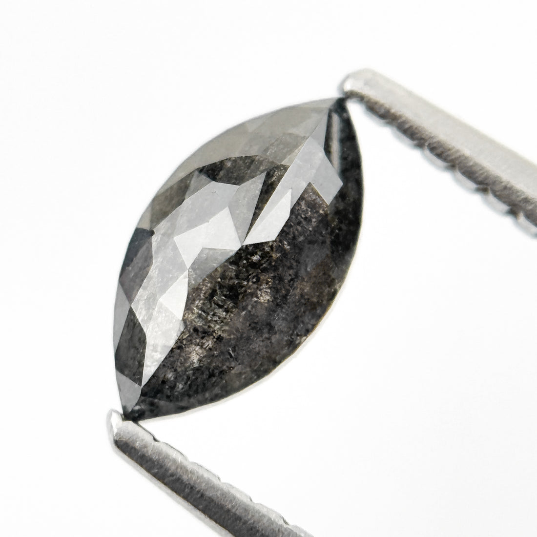 0.82 Ct Marquise Rose Cut Grey Natural Salt and Pepper Diamond