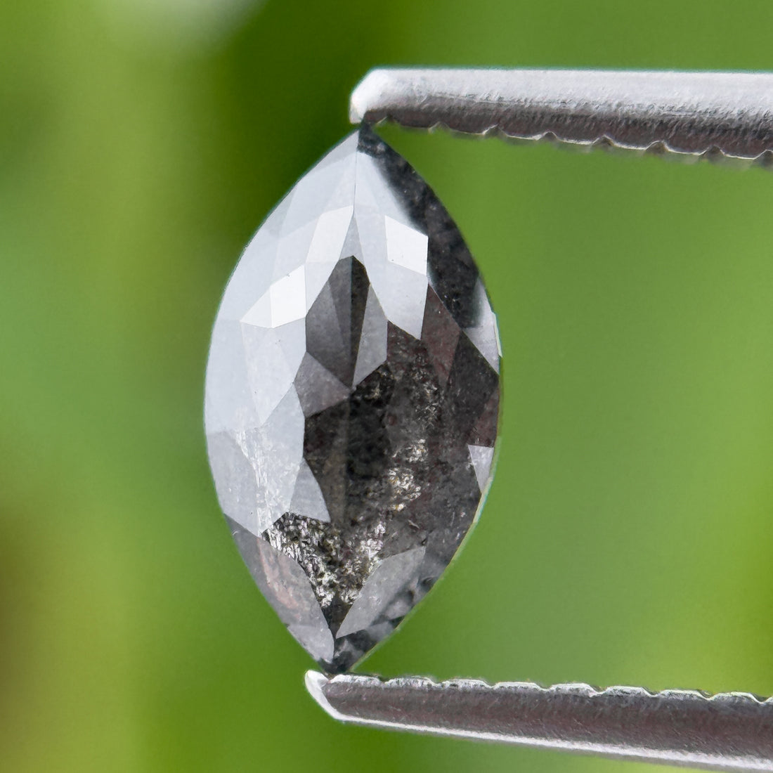 0.82 Ct Marquise Rose Cut Grey Natural Salt and Pepper Diamond